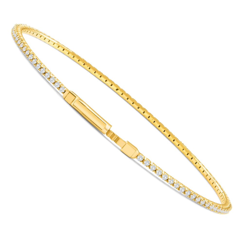 1ct F/vs Diamond Flexible Oval Bangle Women's Bracelet 14k Yellow Gold Lab Grown