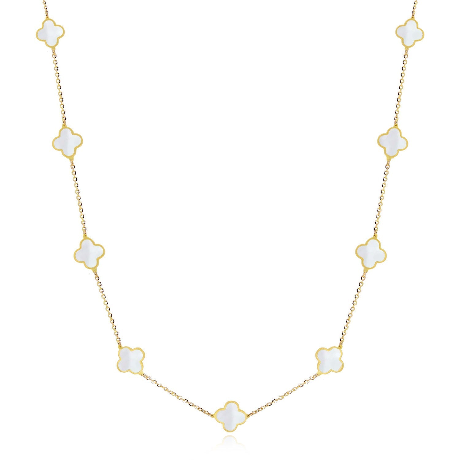 Mini Mother Of Pearl Clover Necklace