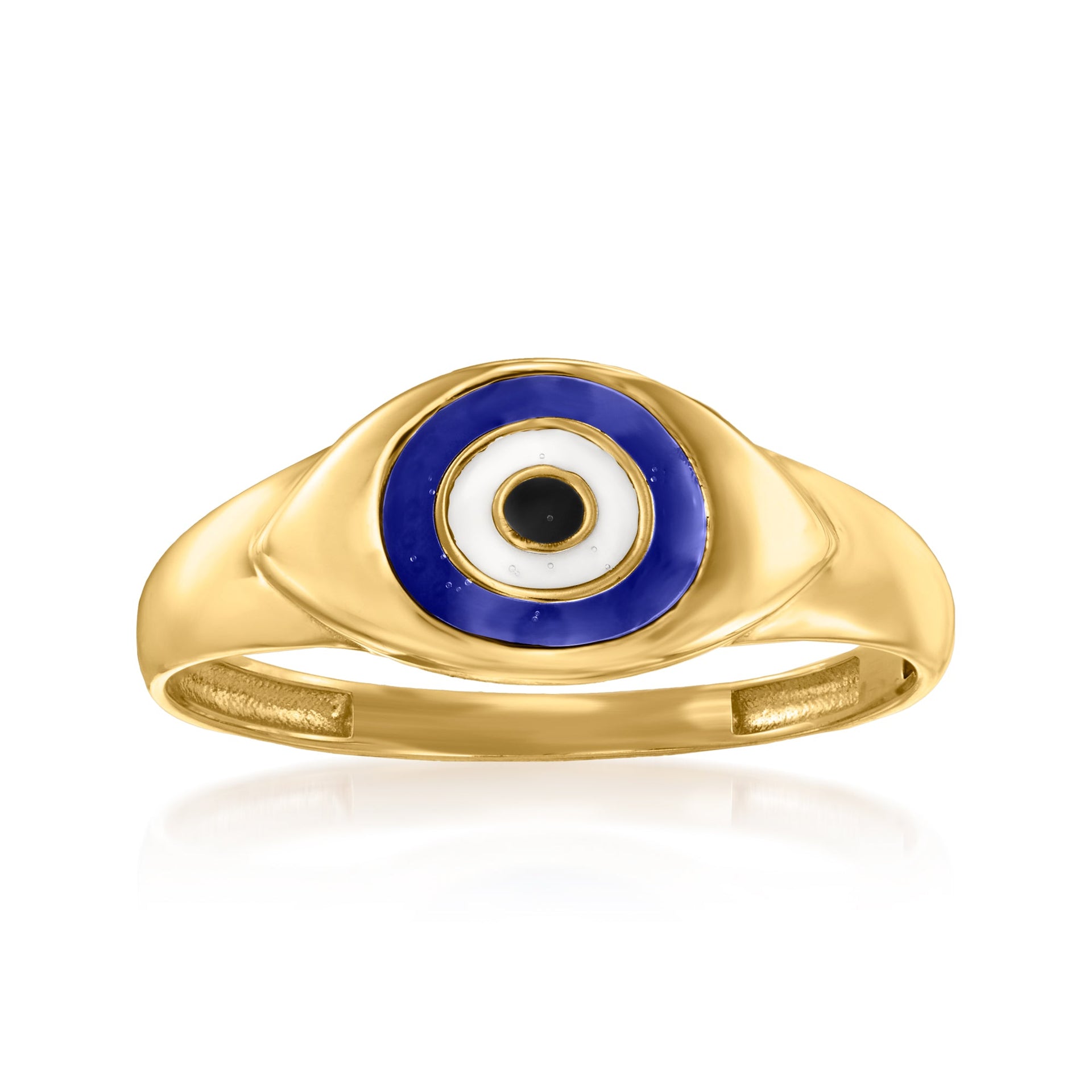 Canaria 10kt Yellow Gold Evil Eye Ring With Multicolored Enamel