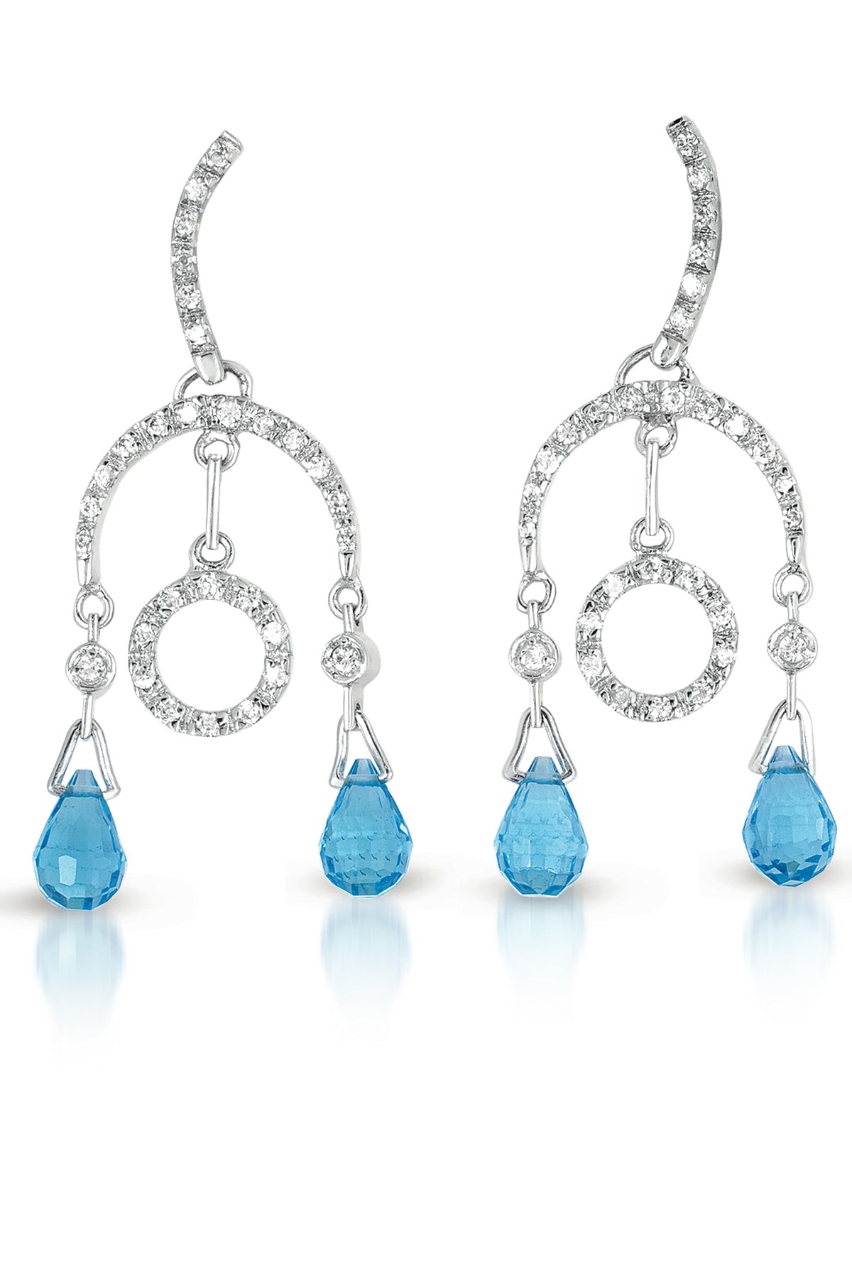 Sterling Silver Blue Topaz Cubic Zirconia Drop Earrings