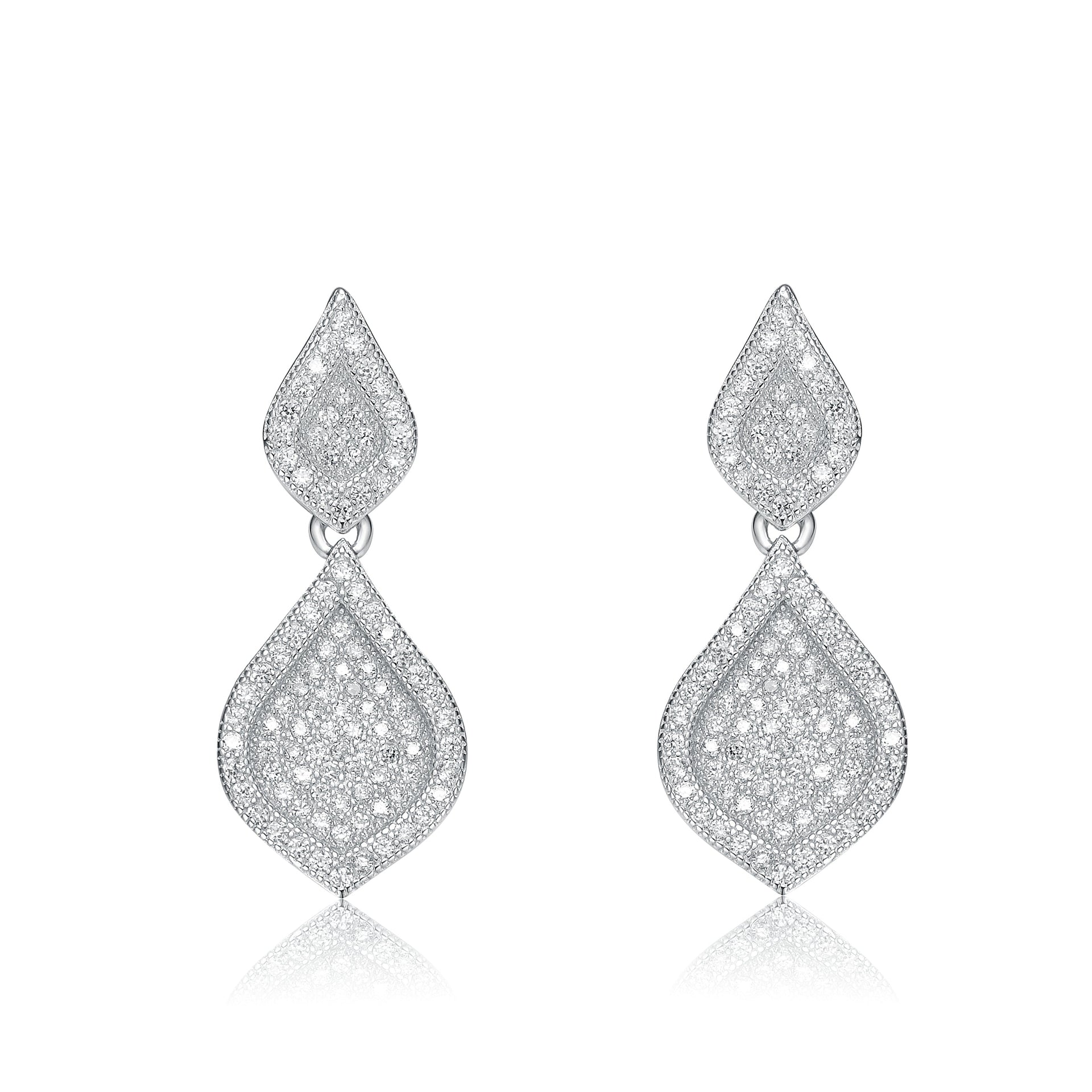 Sterling Silver Cubic Zirconia Pear Drop Earrings