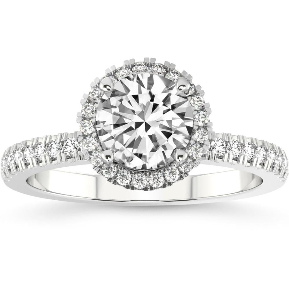 2 3/4 Ct Diamond Halo Lab Grown Engagement Ring in White, Yellow or Rose Gold