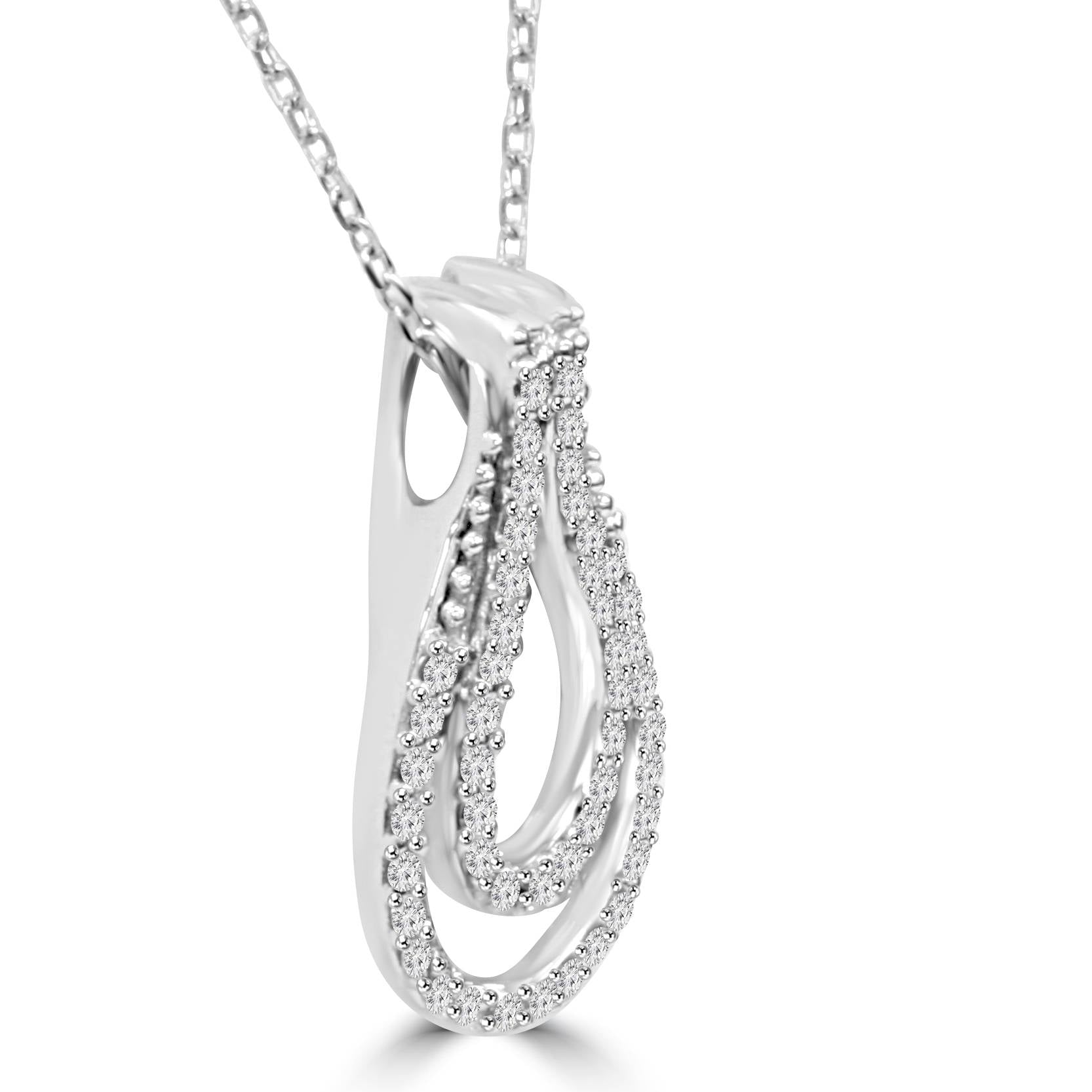 1/4Ct Diamond Everlong Knot Pendant 10K White Gold & 18' Chain