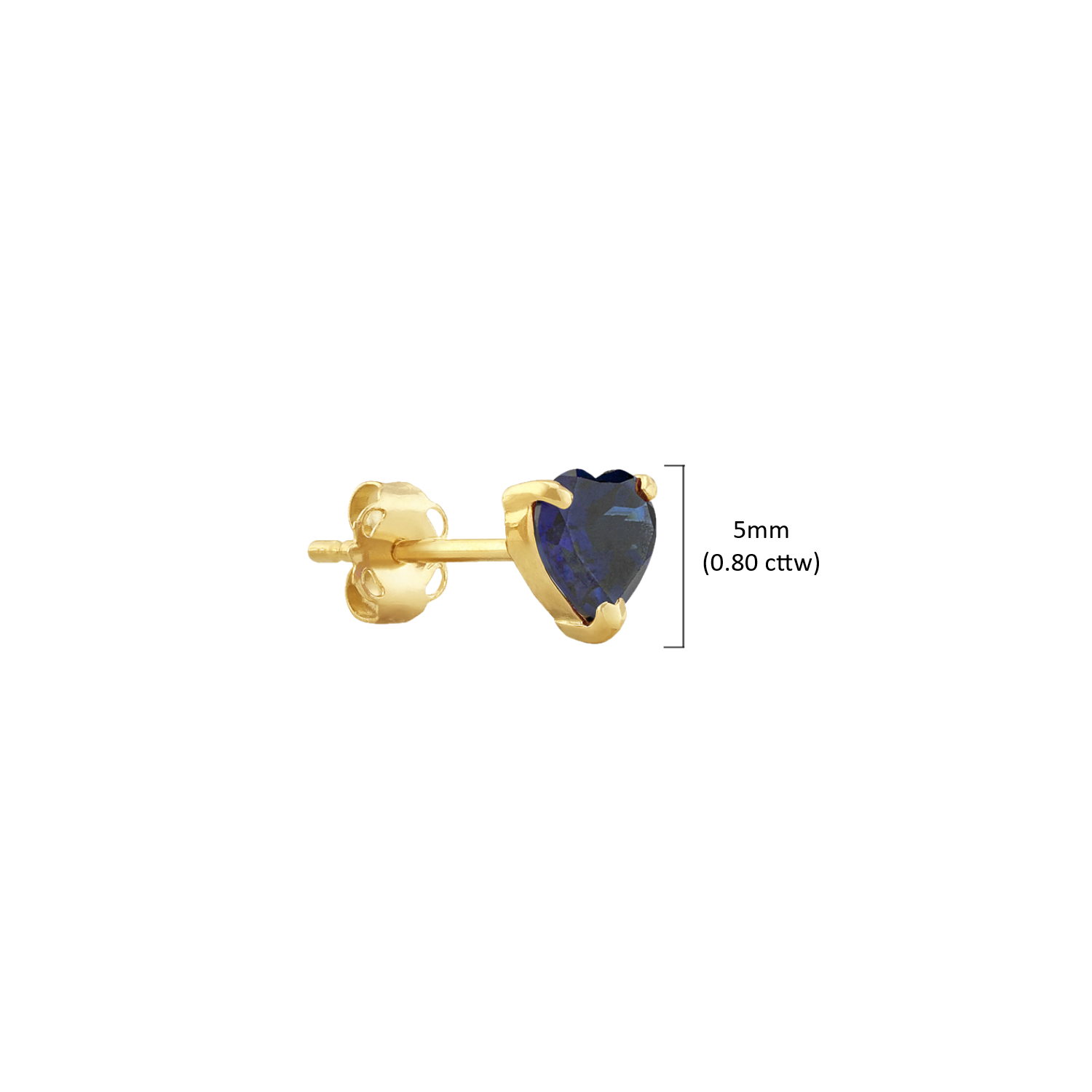 14K White or Yellow Gold 3 Prong Heart Shape Gemstone Stud Earrings