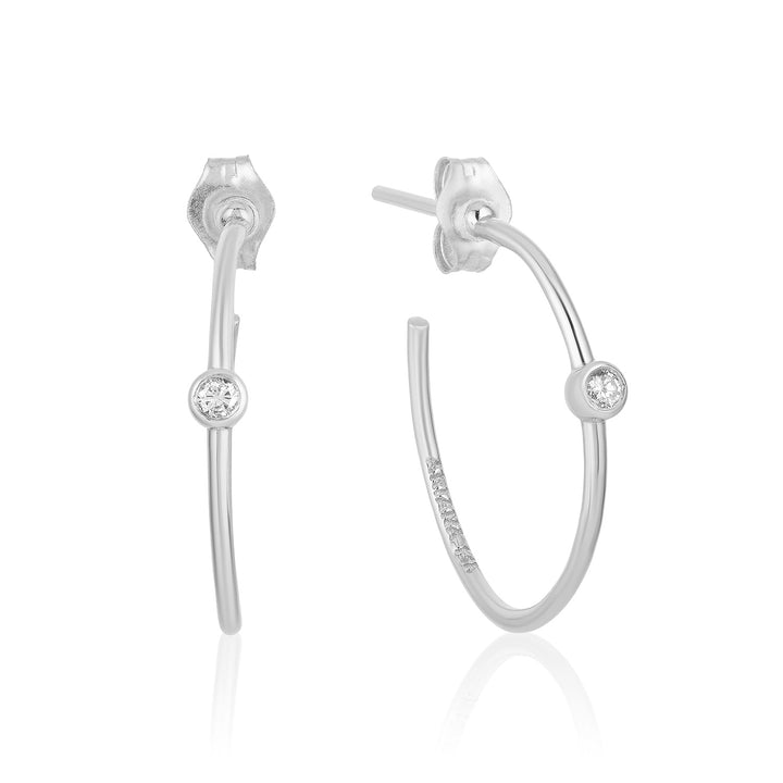 Single Diamond Hoop Earrings (Small)
