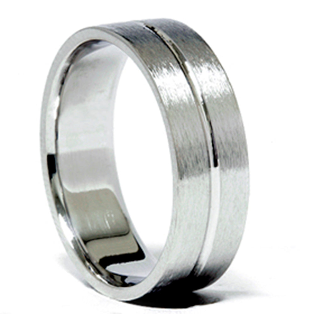 6MM Channel Brushed Wedding Band 950 Platinum Size Selectable