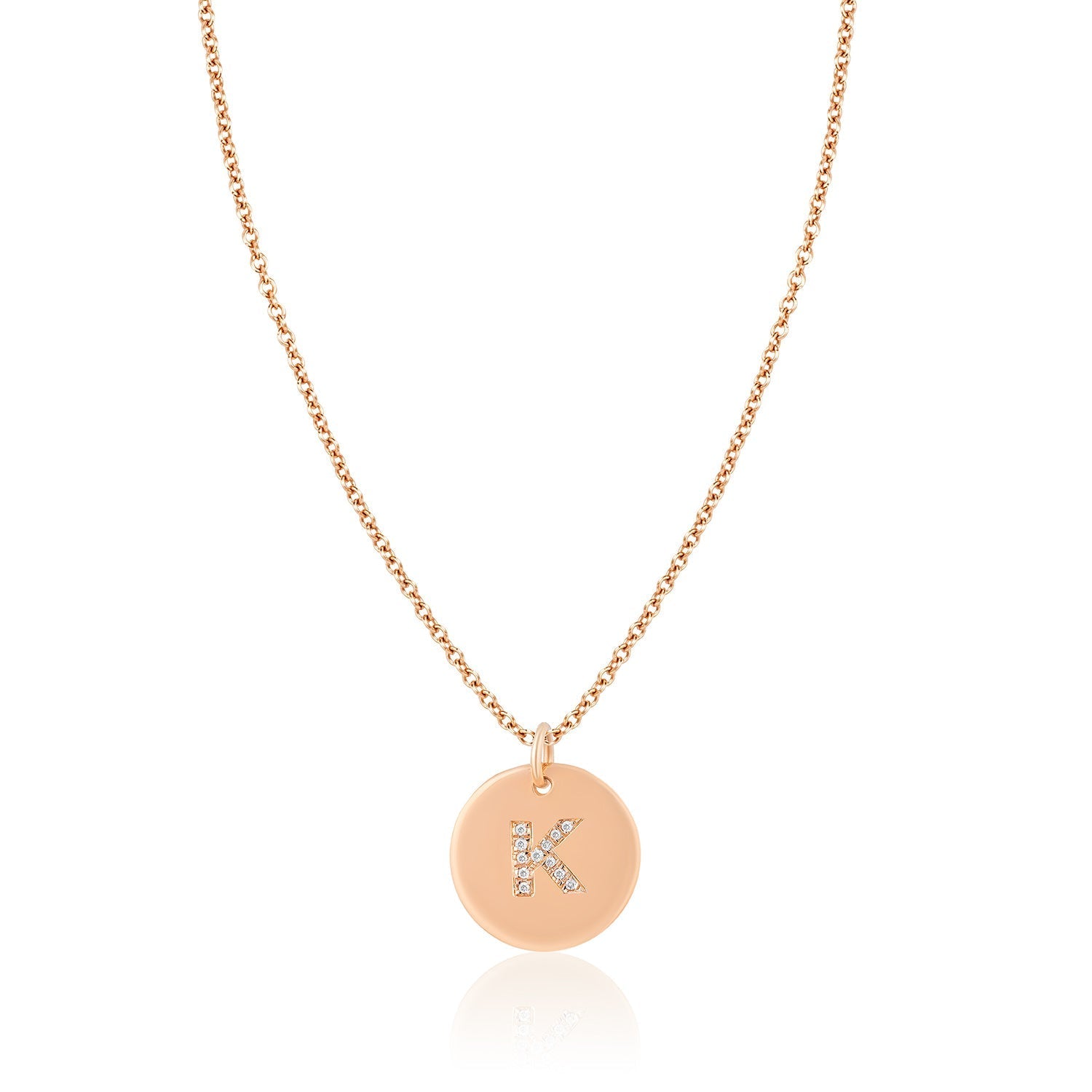 Diamond Letter Disc Gold Bale Necklace
