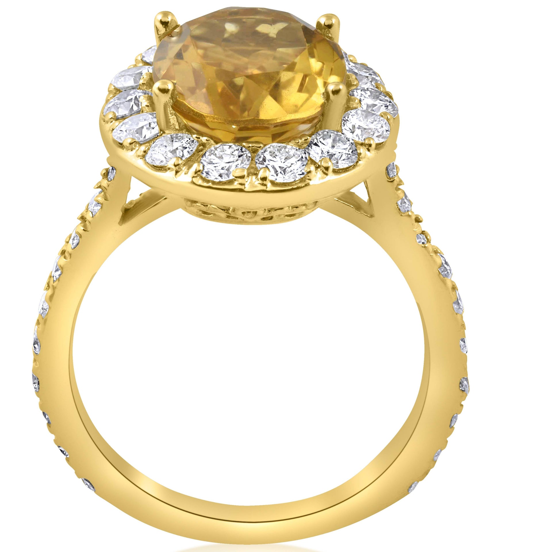 4 1/2 cttw Oval Citrine Diamond Halo Vintage Ring Engagement 14k Yellow Gold