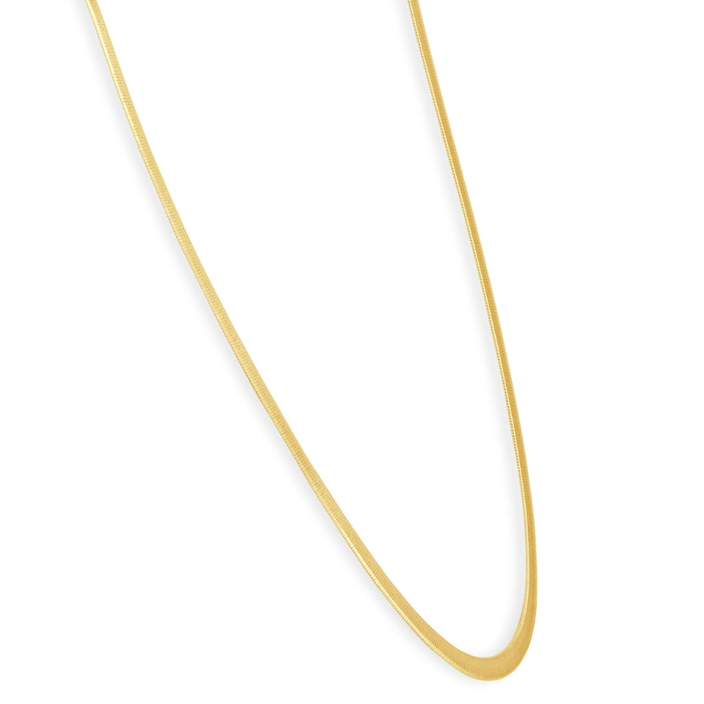 14k Yellow Gold 3.2MM Herringbone Necklace Women's 18' Chain