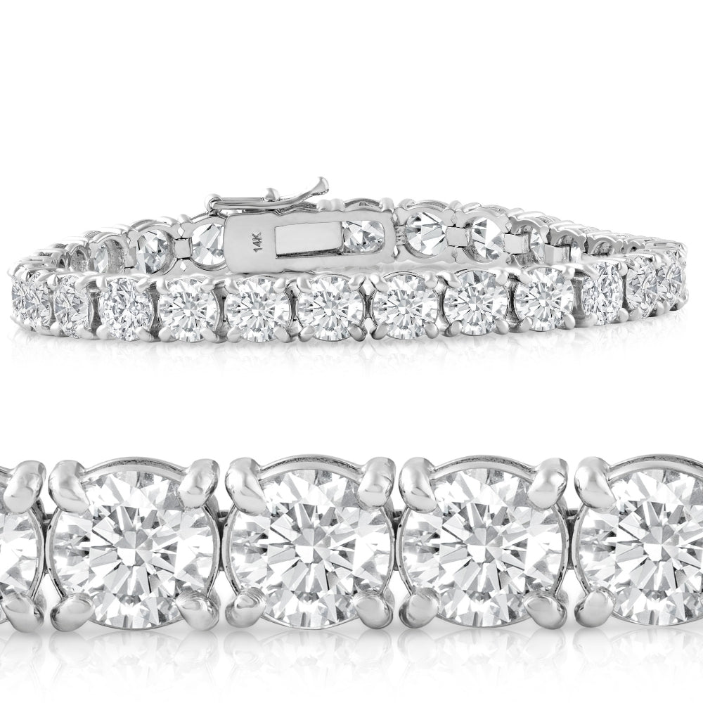 20 Ct Lab Grown Diamond Tennis Bracelet 14k White Gold 7'