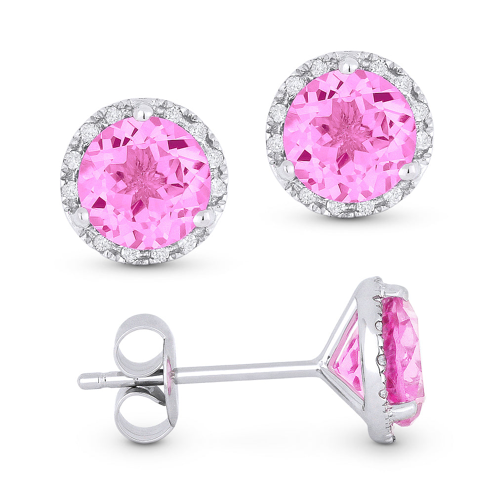 6.5 16.9 Mm 2.35ct Created Pink Sapphire Stud Earrings In 14K White Gold