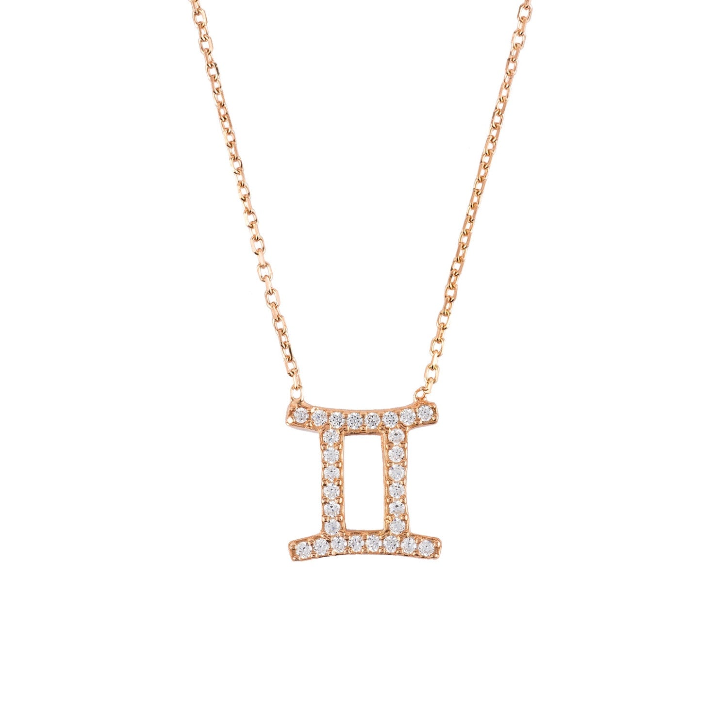 Zodiac Star Sign Pendant Necklace Rose Gold Gemini