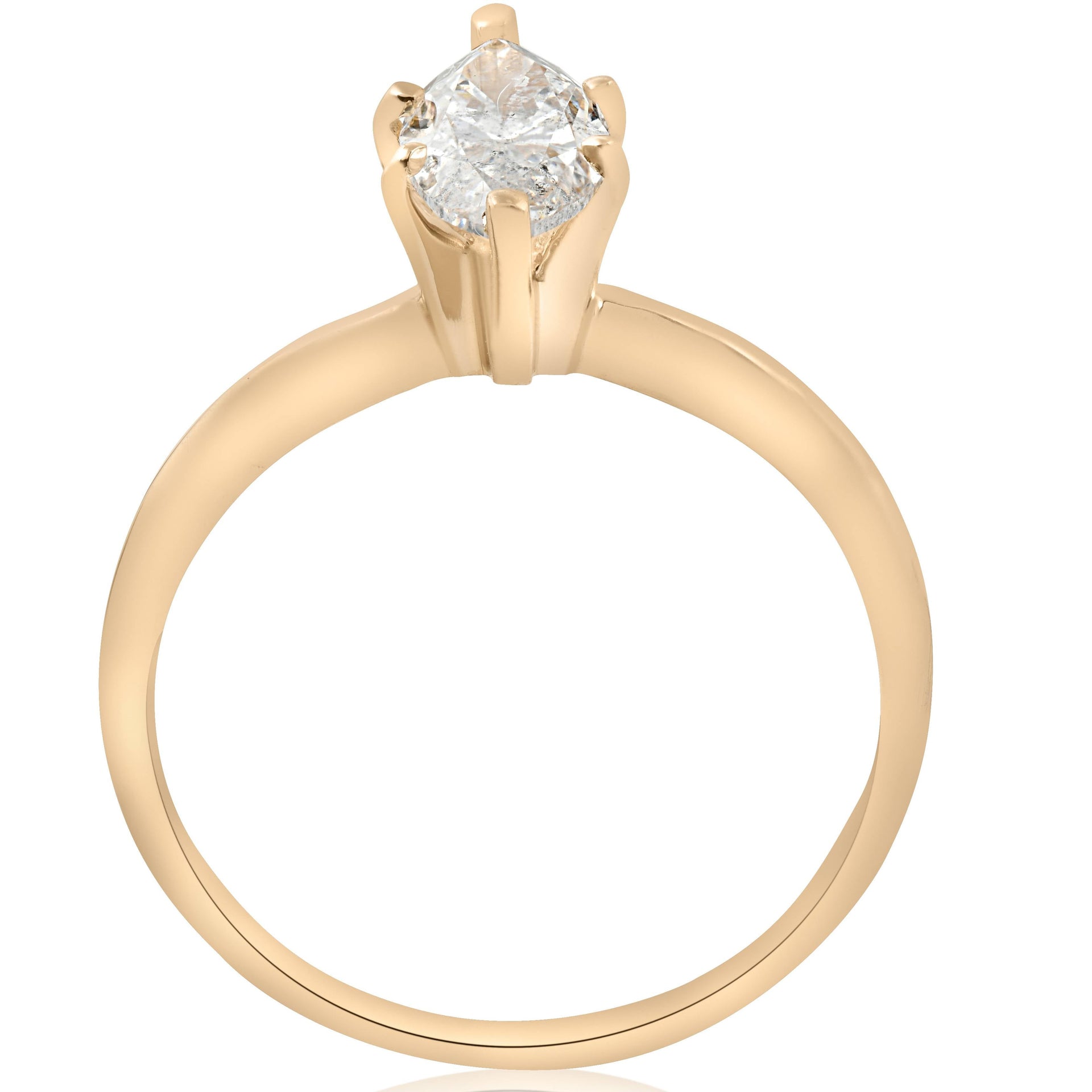 14k Yellow Gold 1ct Marquise Diamond Engagement Solitaire Ring