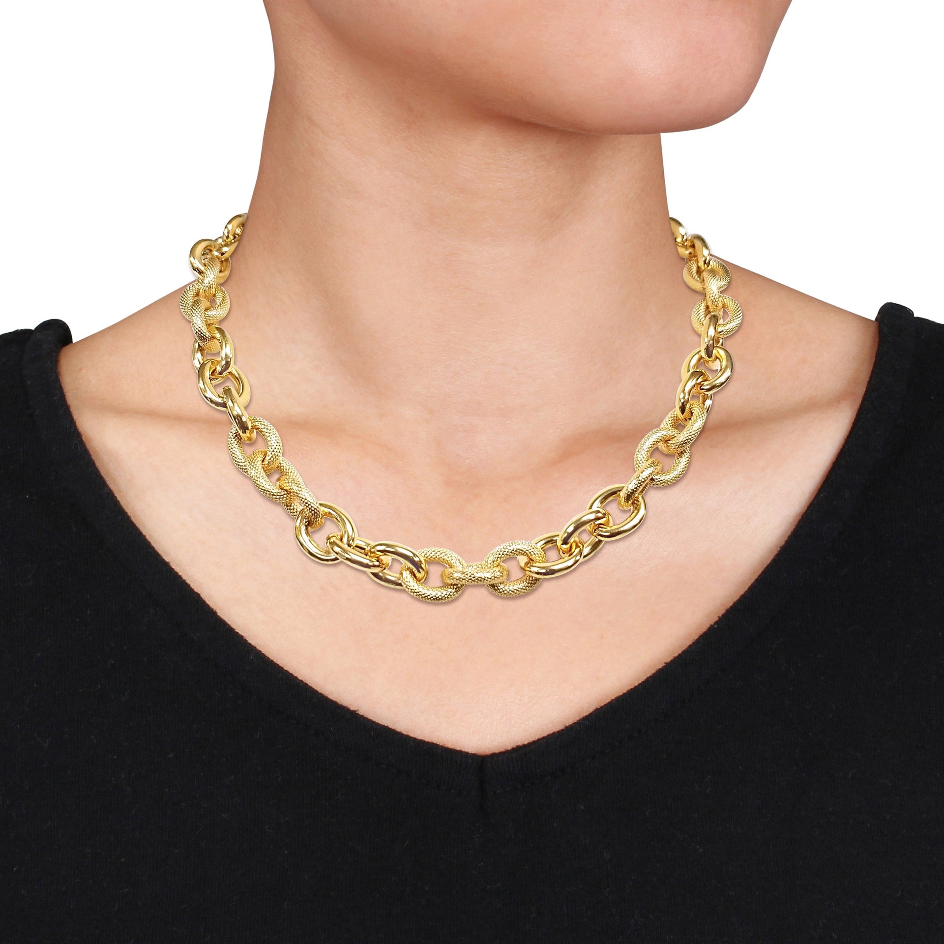 Mimi & Max Oval Link Necklace in Yellow Plated Sterling Silver - 18 in