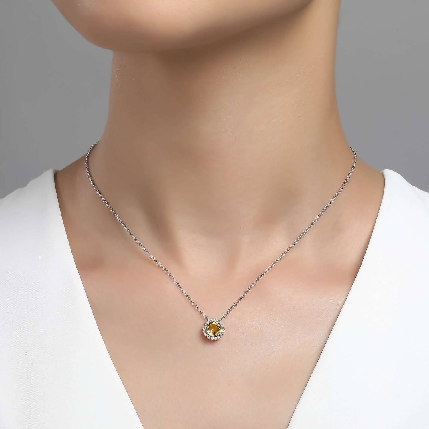 November Birthstone Necklace In Citrine/silver