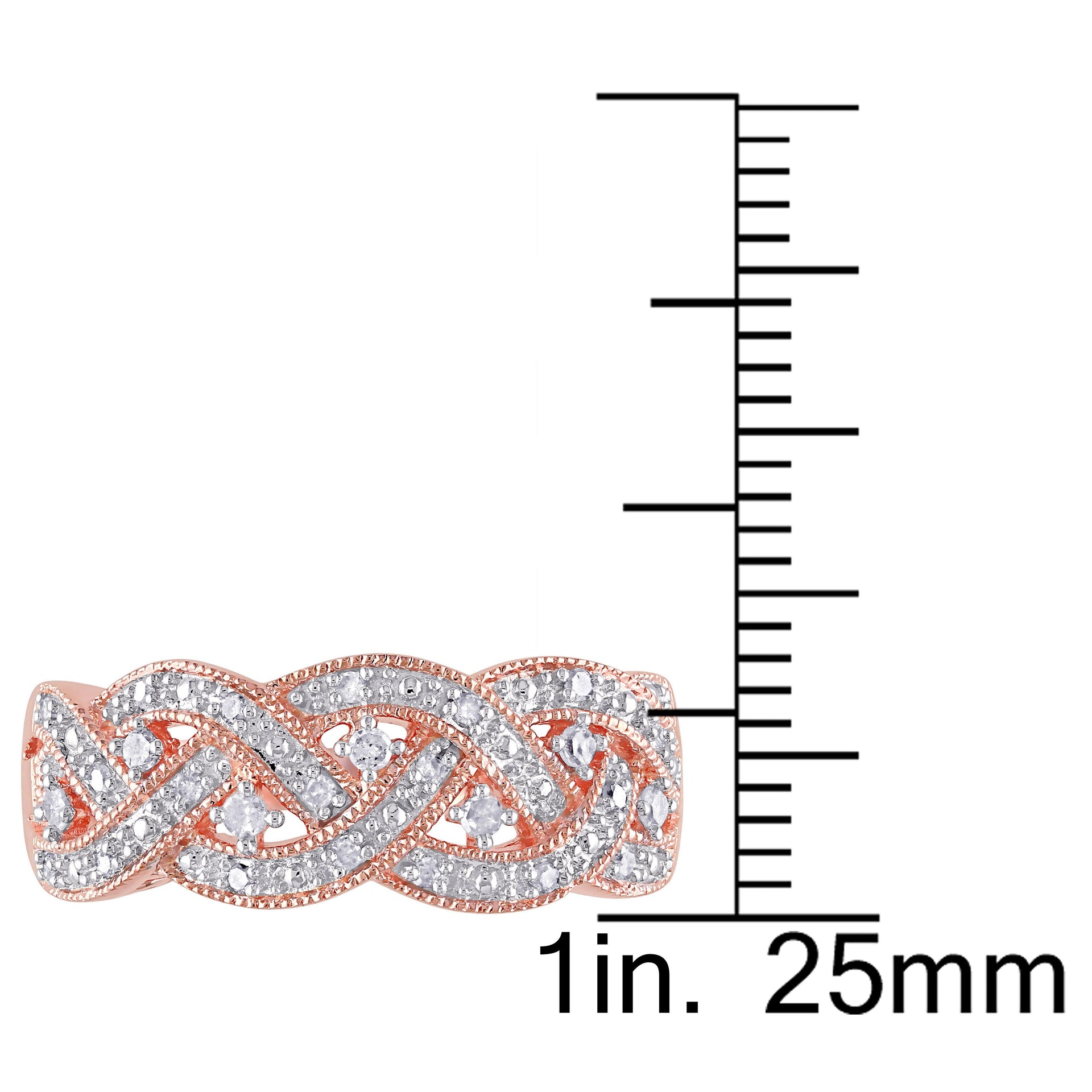 1/8 CT TW Diamond Braided Ring in Rose Plated Sterling Silver