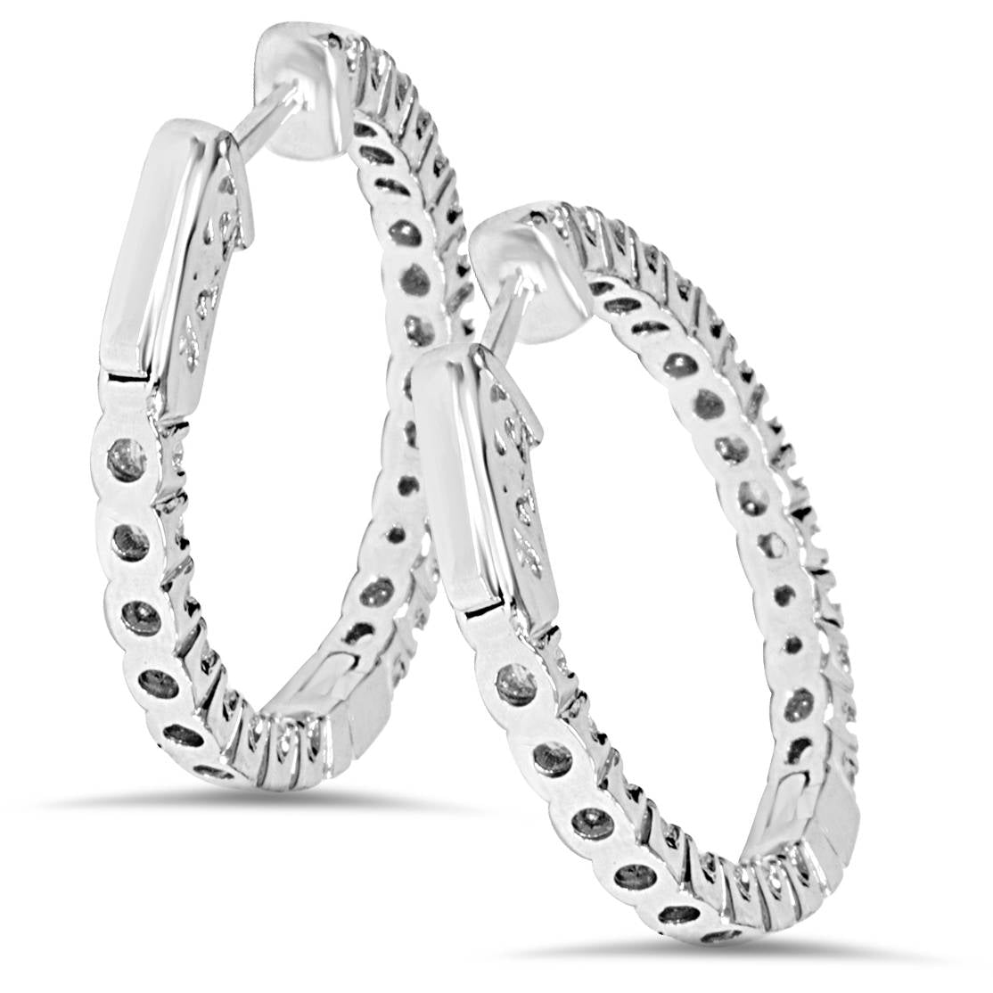 1.55Ct Diamond Inside Outside Hoops High Quality Vault Lock 1' Tall