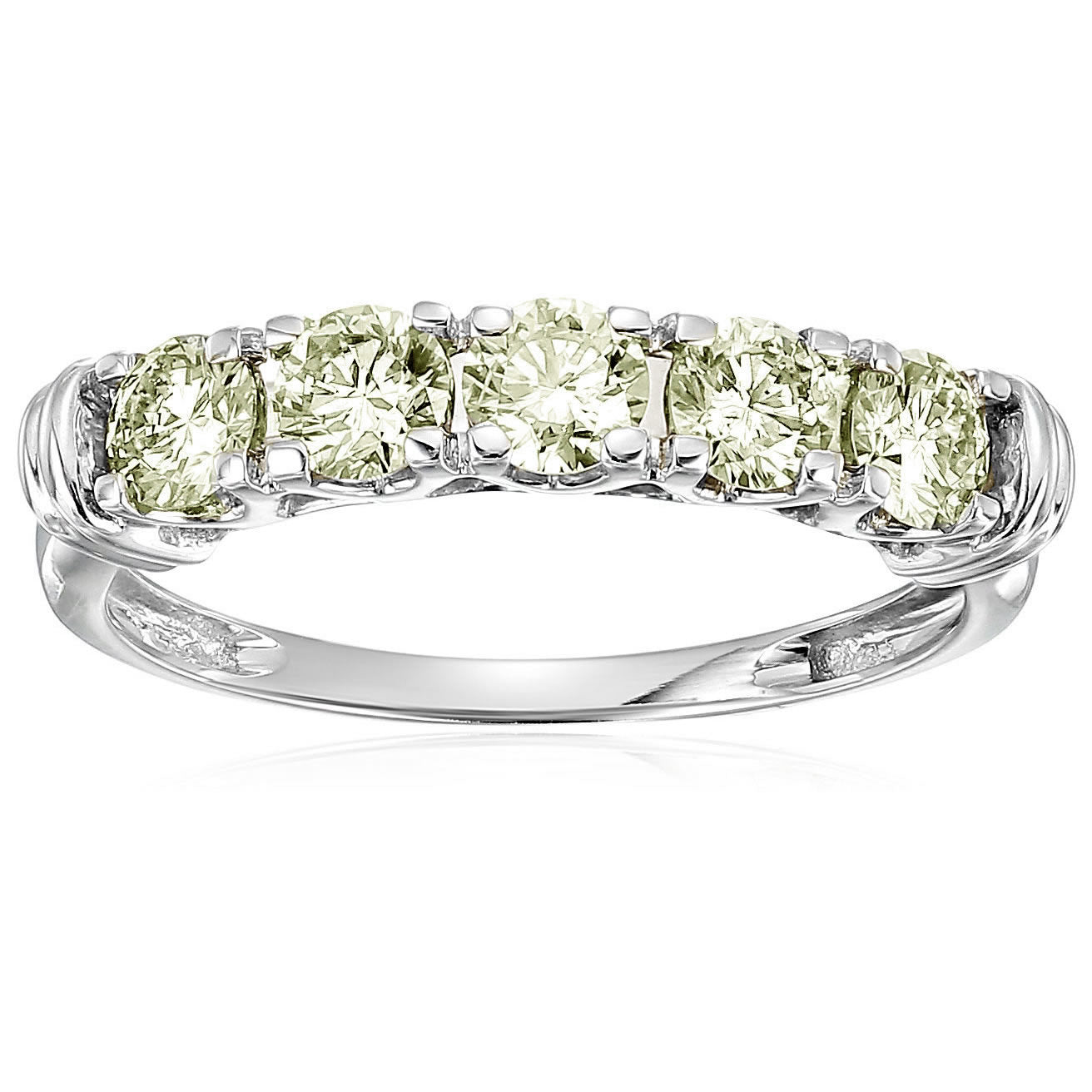 1 Cttw 5 Stone Diamond Wedding Engagement Ring 14K Gold Light Yellow