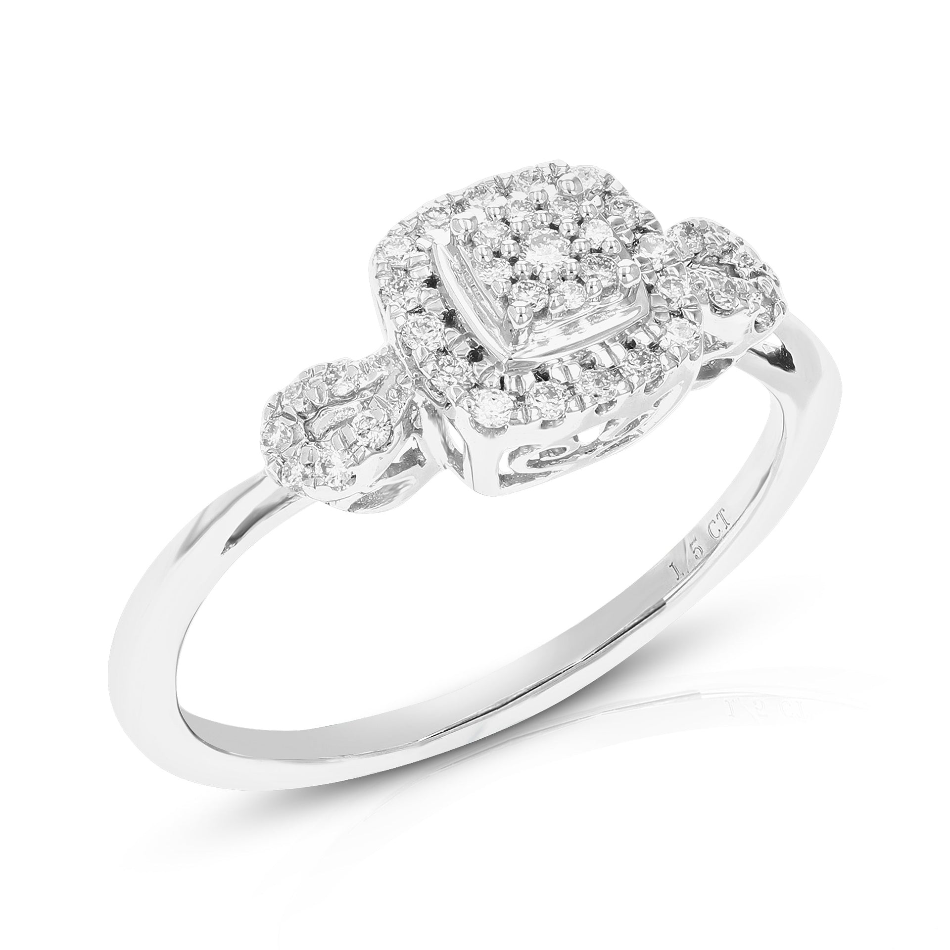 1/5 cttw Round Lab Grown Diamond Engagement Ring .925 Sterling Silver Prong Set