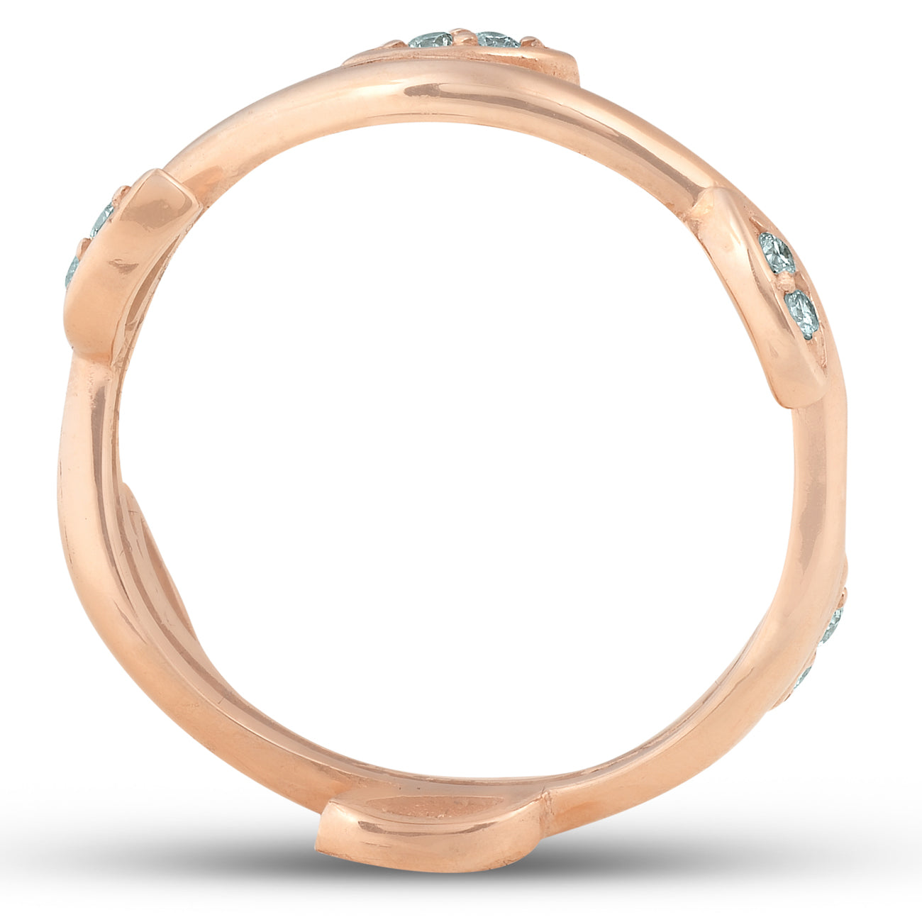 1/8 ct Diamond Vine Leaf Ring 14K Rose Gold