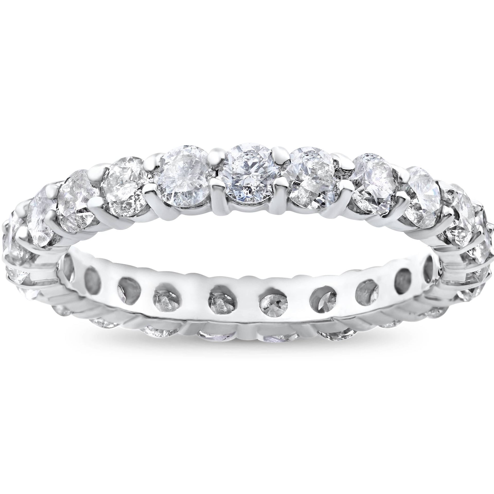 2 CT Diamond Eternity Wedding Ring 14K White Gold