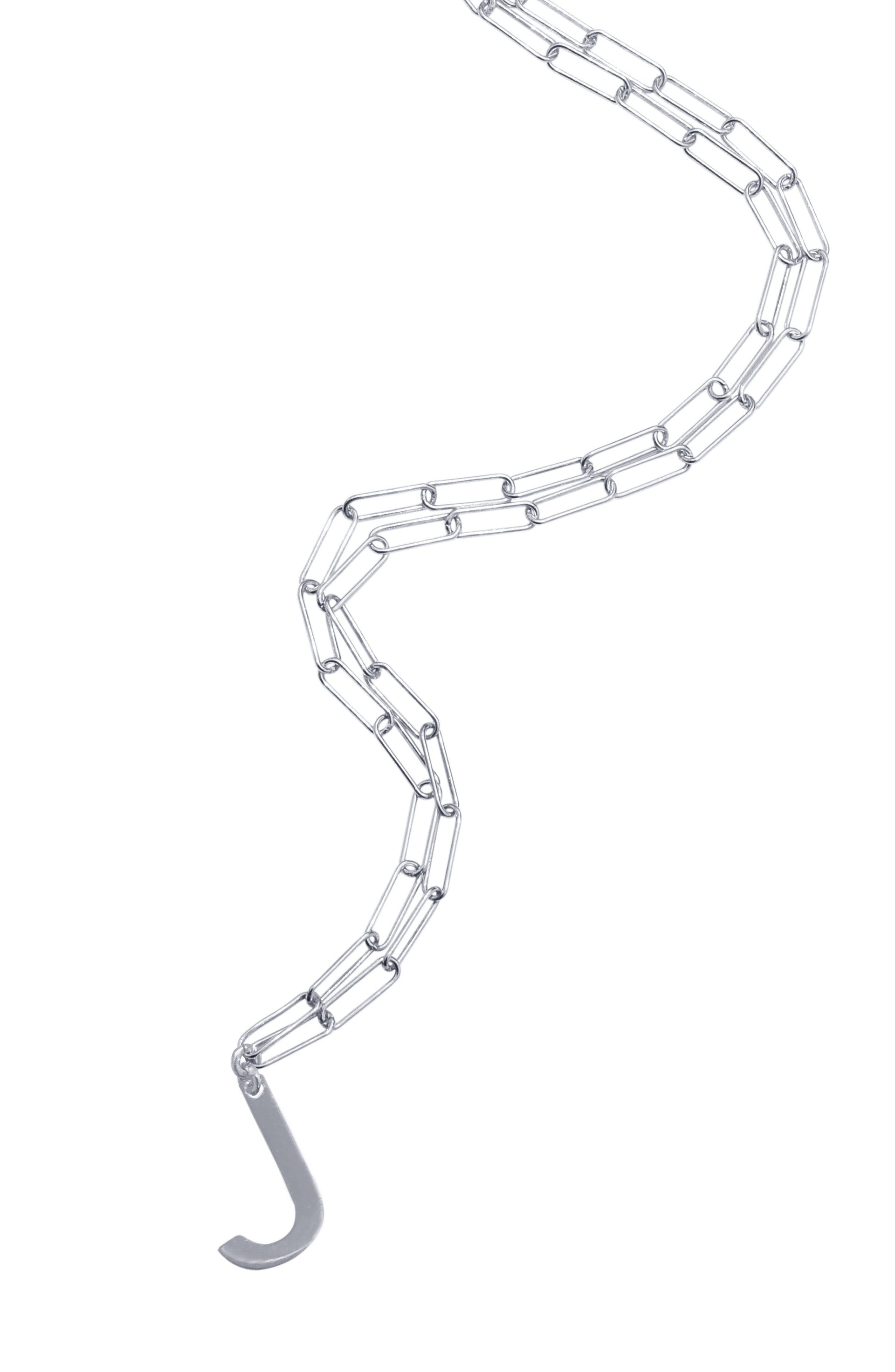 Adornia Initial Necklace with Paperclip Link Chain .925 Sterling Silver