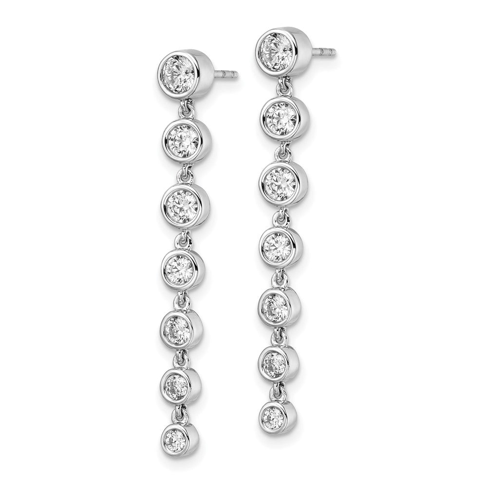 14K White Gold 1 1/2 CT Lab Grown Diamond Graduated Dangle Earring