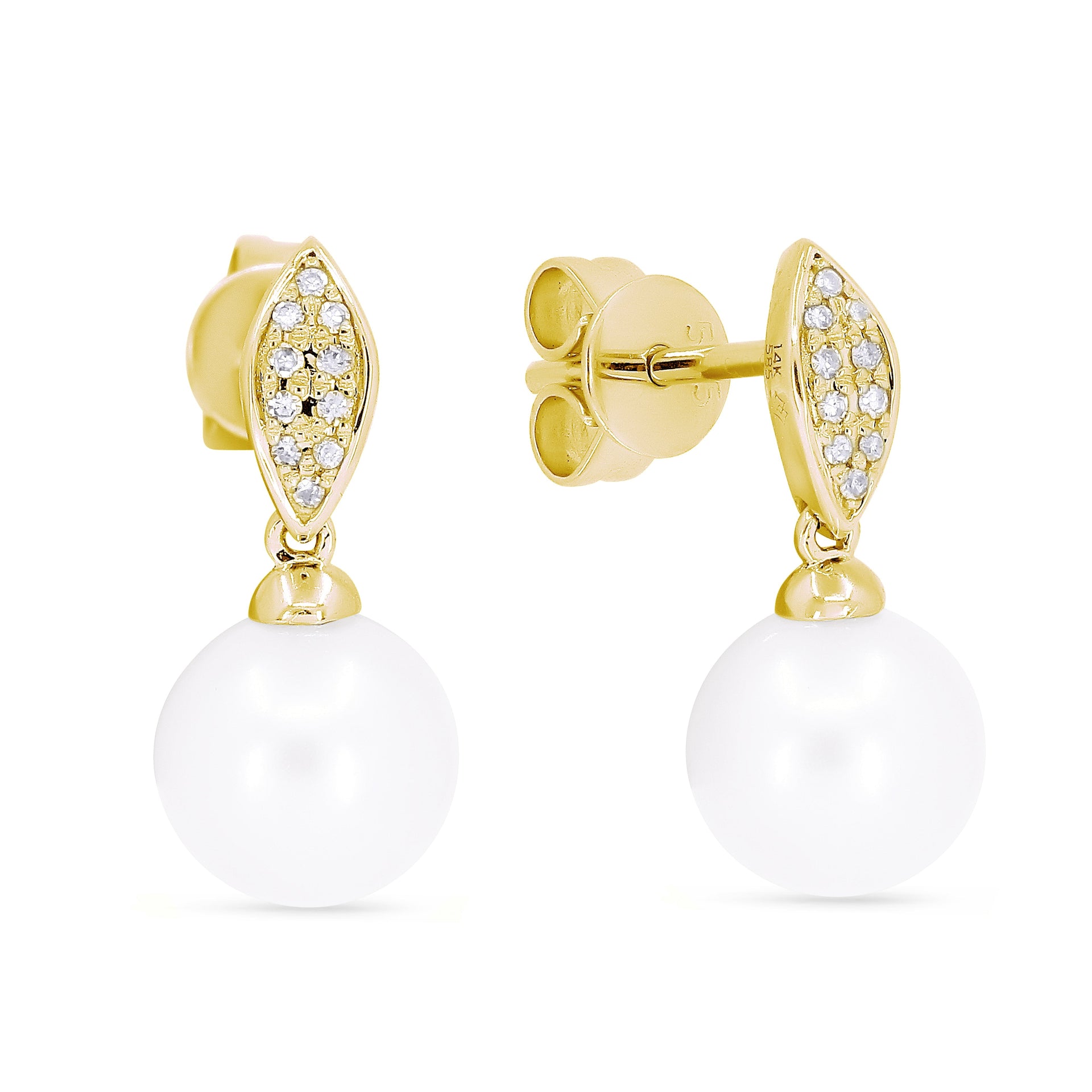 6.5 16.9 Mm 5.54ct Pearl Drop/dangle Earrings In 14K Yellow Gold