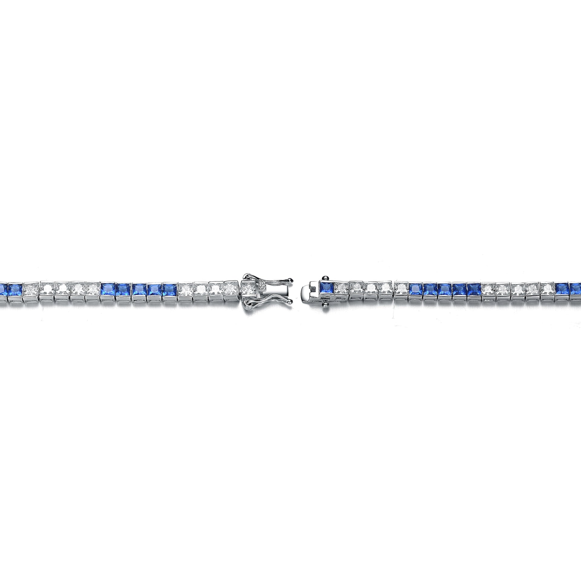 Sterling Silver Sapphire Cubic Zirconia Tennis Bracelet