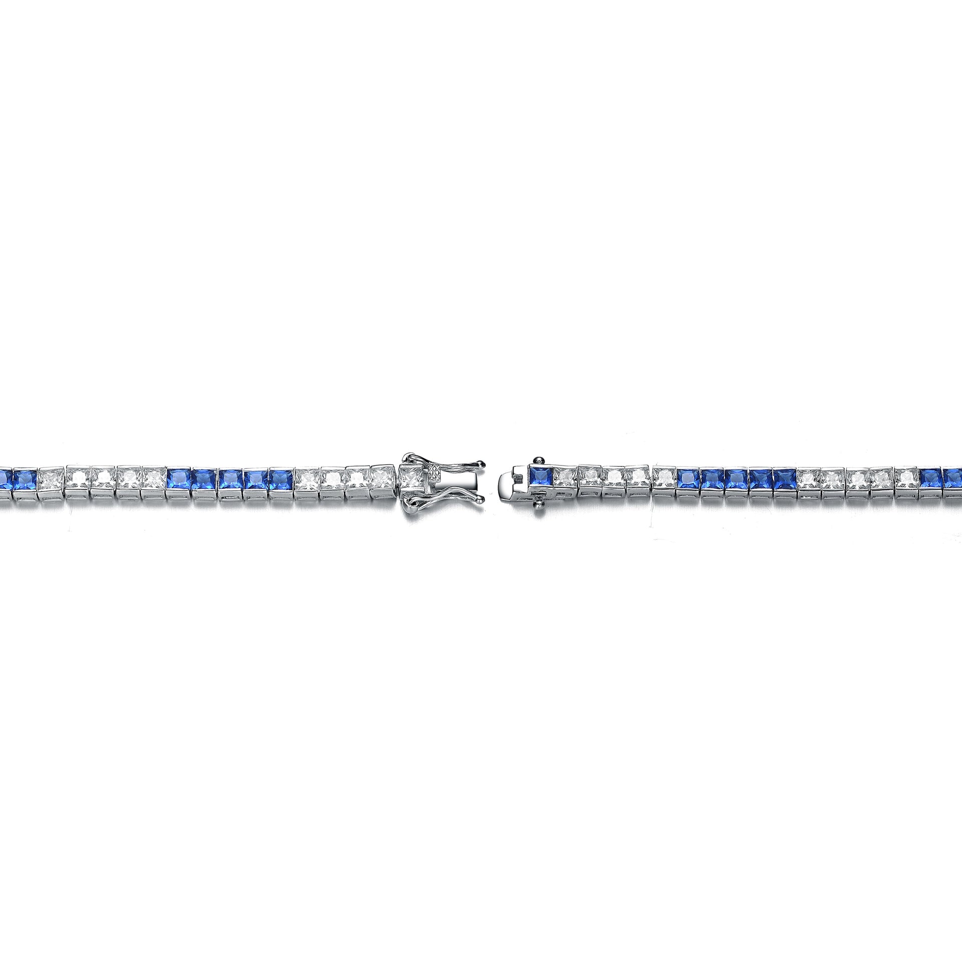 Sterling Silver Sapphire Cubic Zirconia Tennis Bracelet
