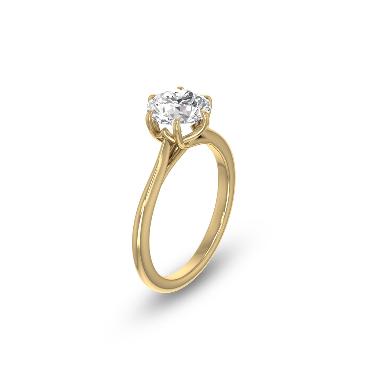 6 Prong Lianne Solitaire Ring With Certified 2 Carat Center Round Lab Grown Diamond In 14K Yellow Gold