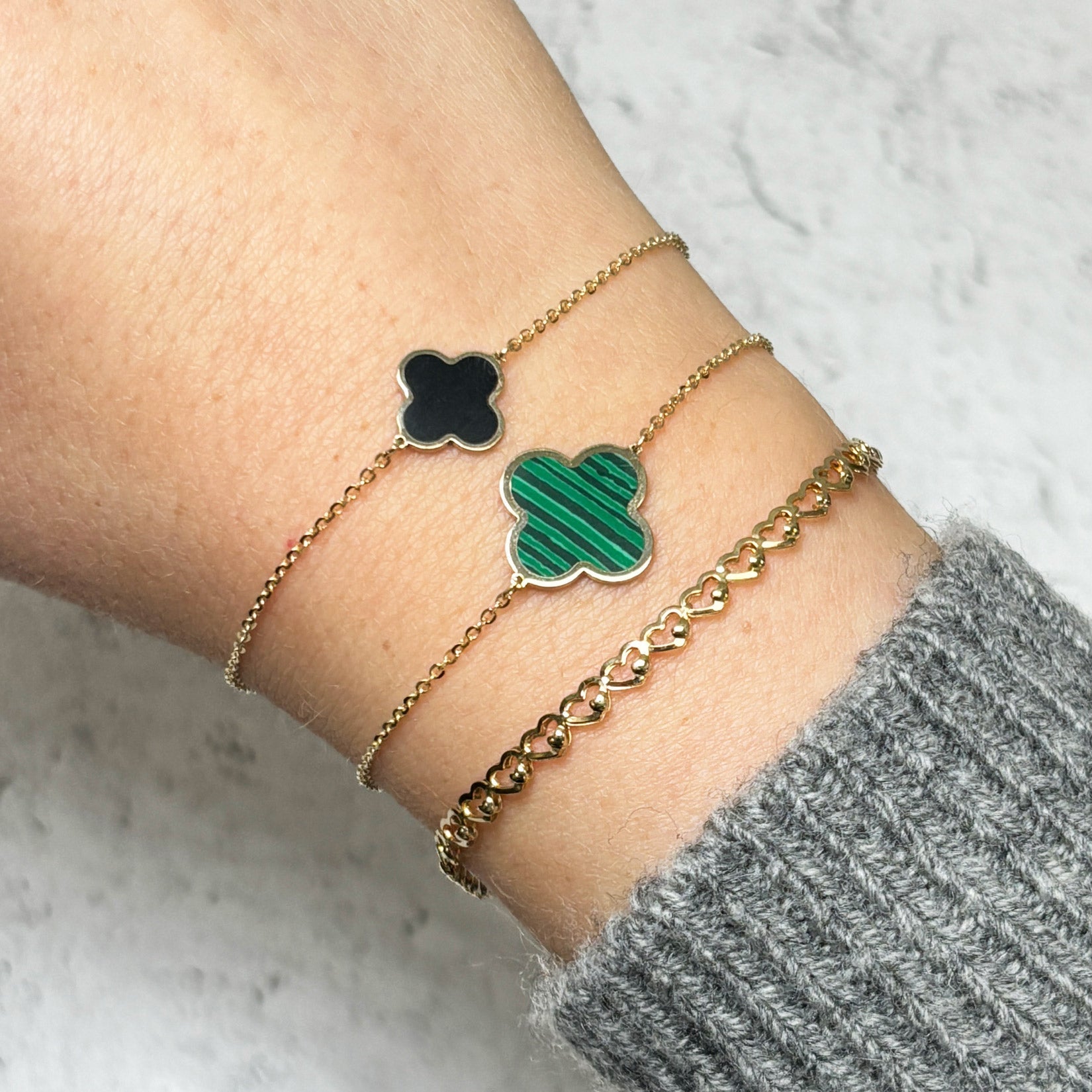 Small Onyx Single Clover Bracelet