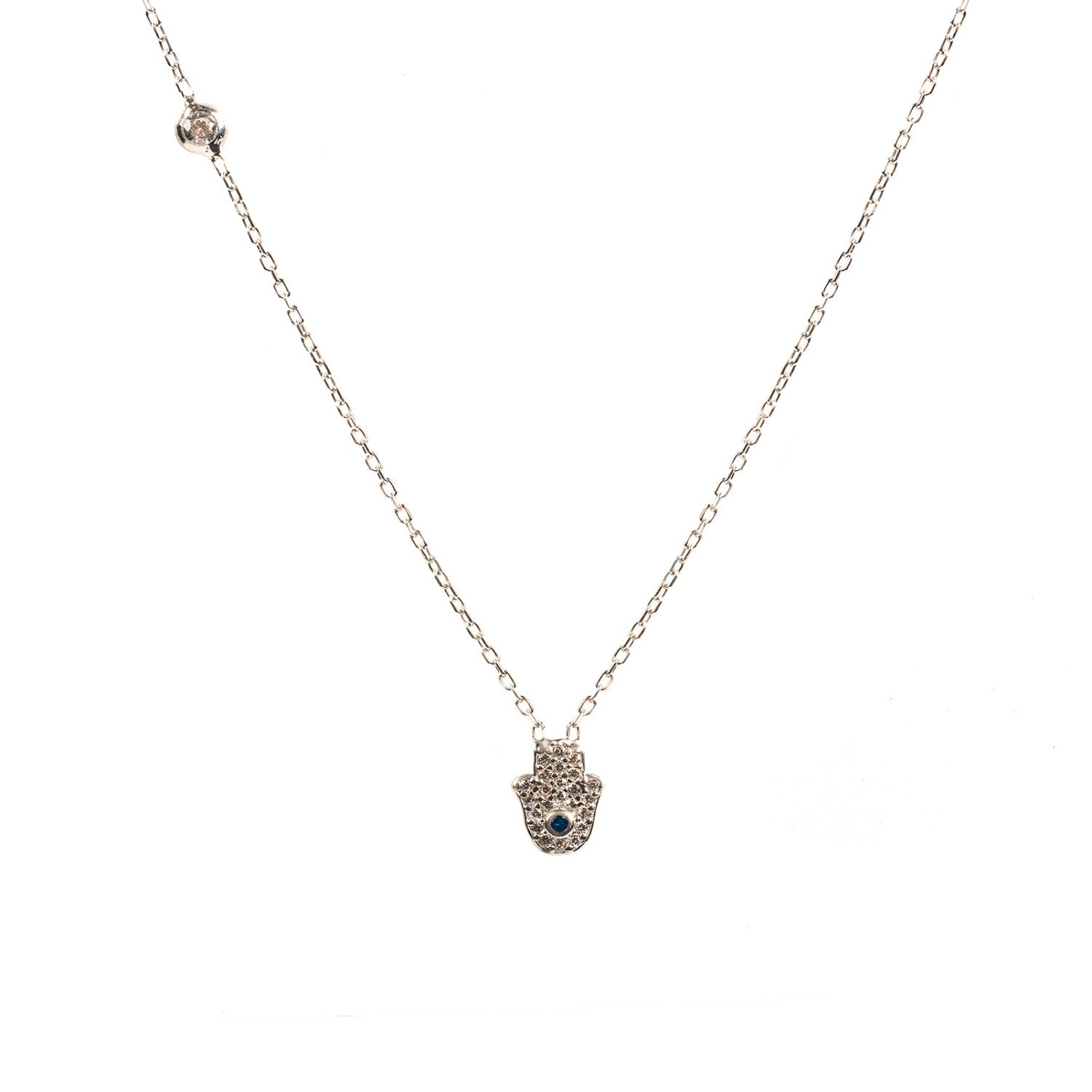 Hamsa Hand Necklace Silver