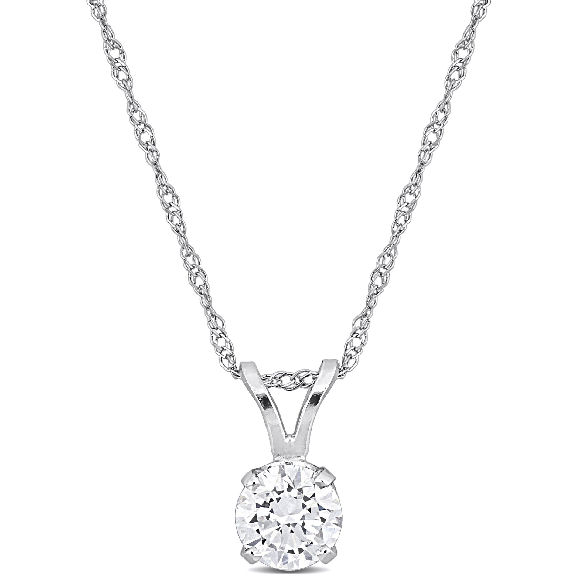 1/2 ct TDW Lab-Grown Diamond Solitaire Pendant with Chain in 14k White Gold