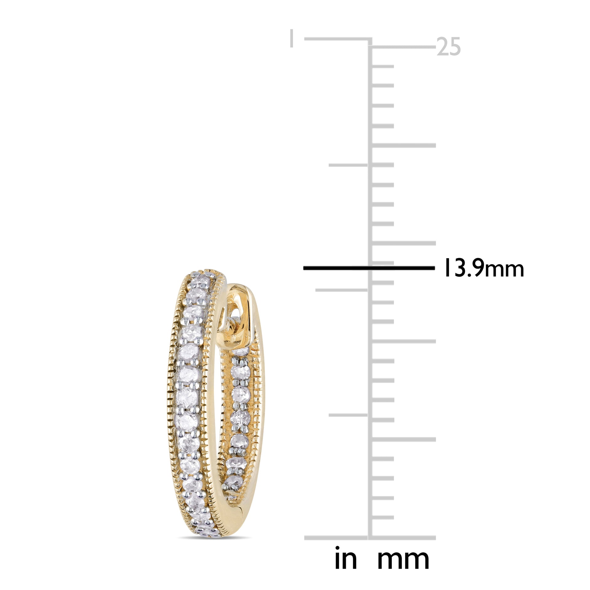 1/4 CT TW Diamond Inside Outside Hoop Earrings in 14K Yellow Gold