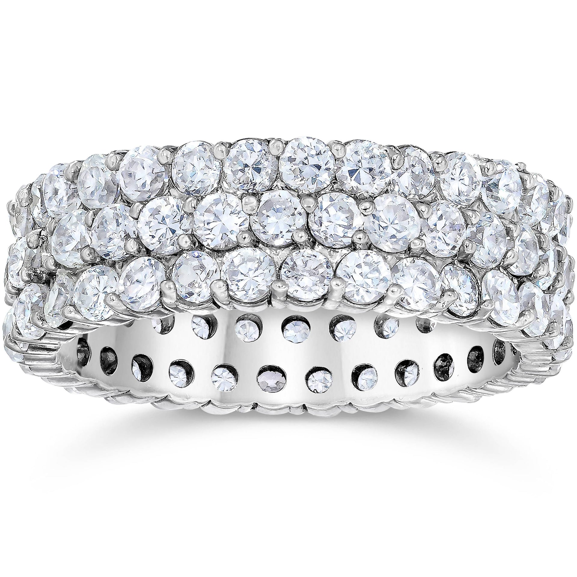 3 1/2 CT 3-Row Lab Grown Diamond Eternity Ring 14K White Gold