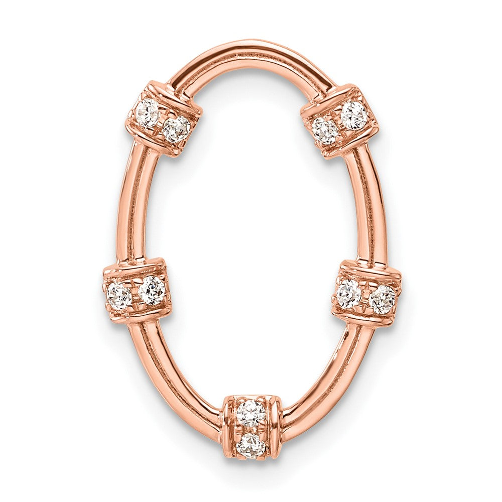 14K Rose Gold Lab Grown Diamond Oval Chain Slide Pendant (0.1ct VS G-H)