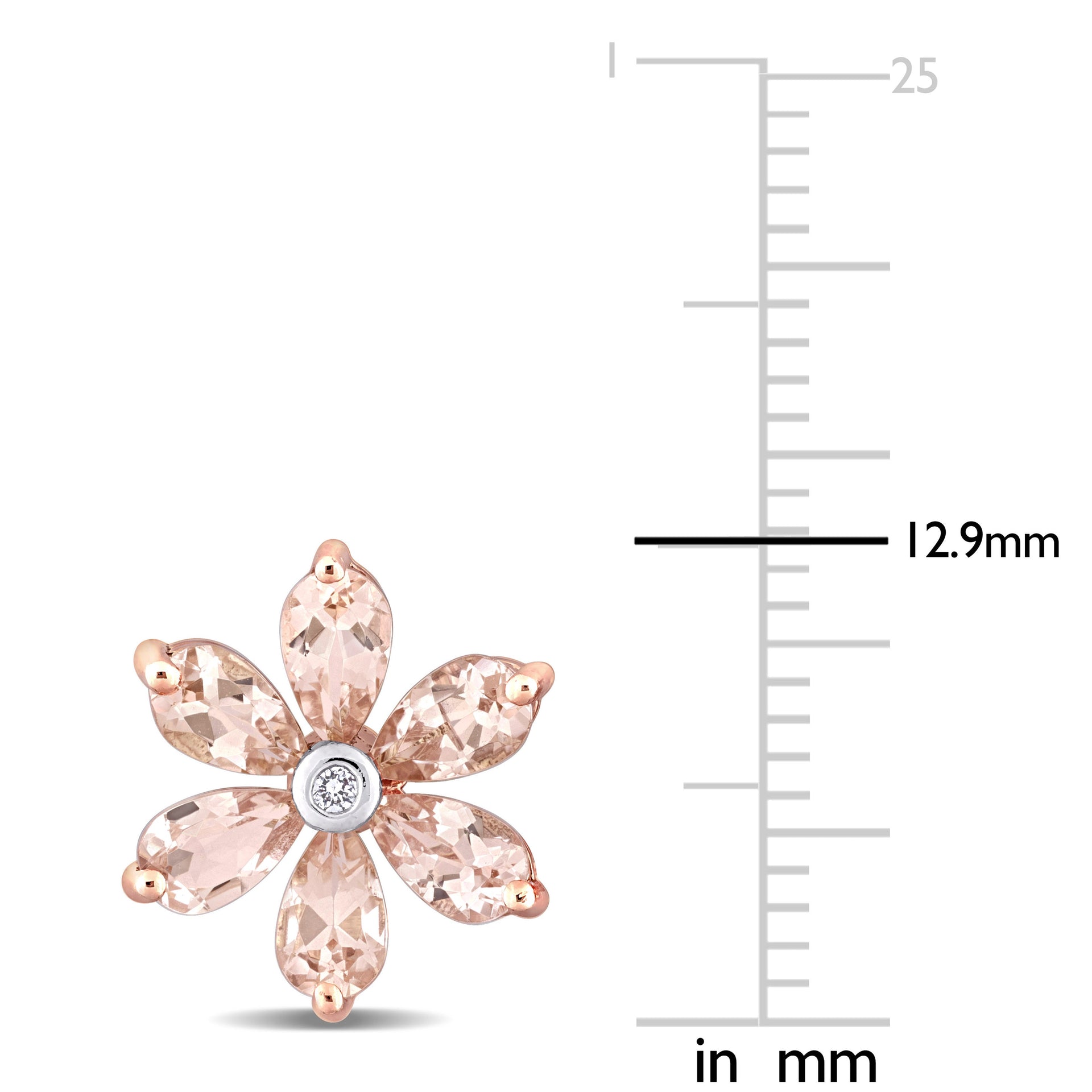 3 CT TGW Morganite and Diamond Accent Floral Stud Earrings in 10k Rose Gold