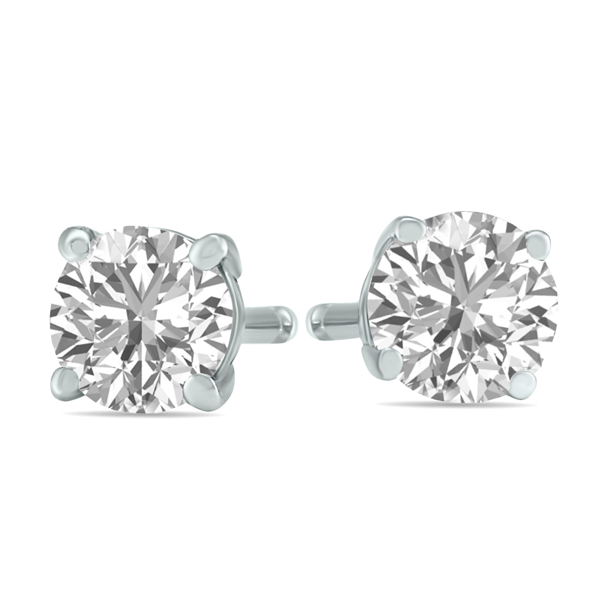 3/4 Carat TW Lab Grown Diamond Round Solitaire Stud Earrings In 14K White Gold