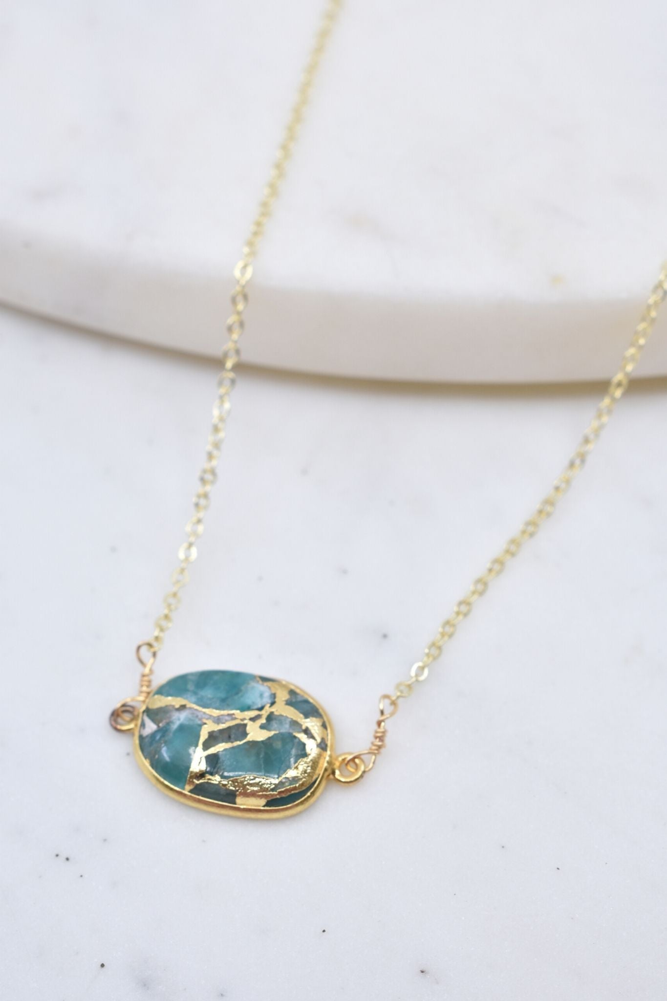 Mrs. Parker Demi Fine Necklace in Teal Mojave Copper Turquoise