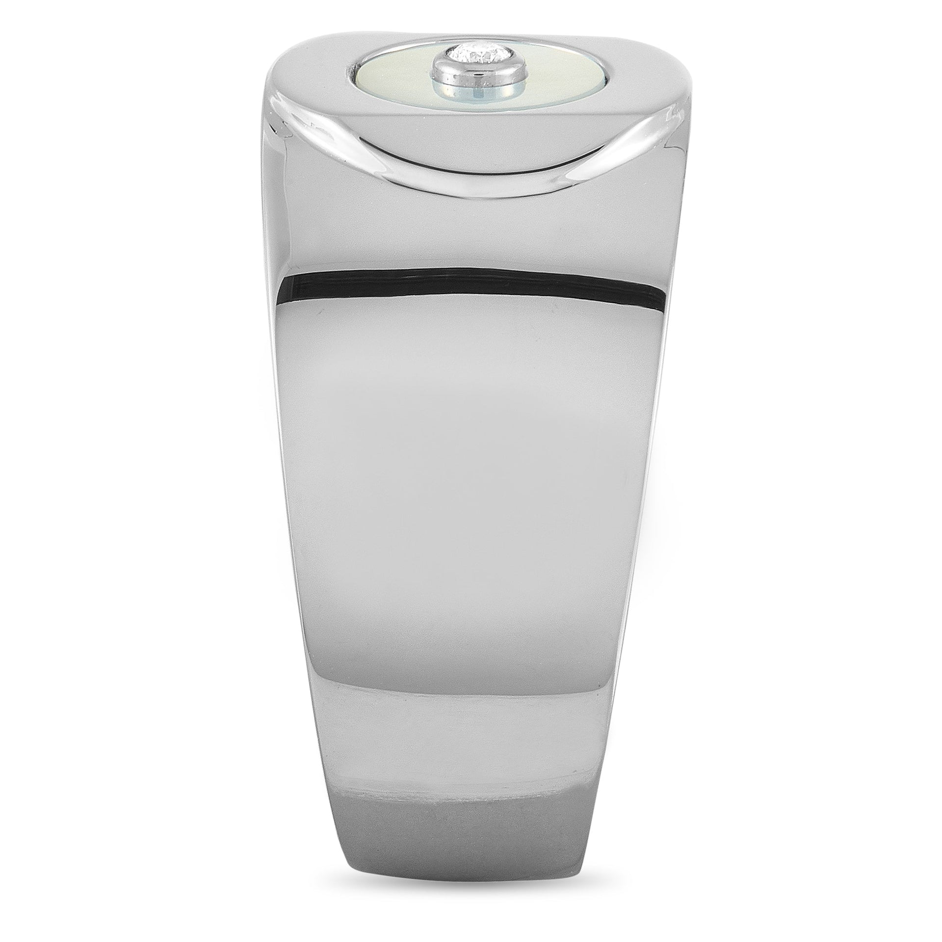 Sterling Silver Diamond and Mother of Pearl Ring