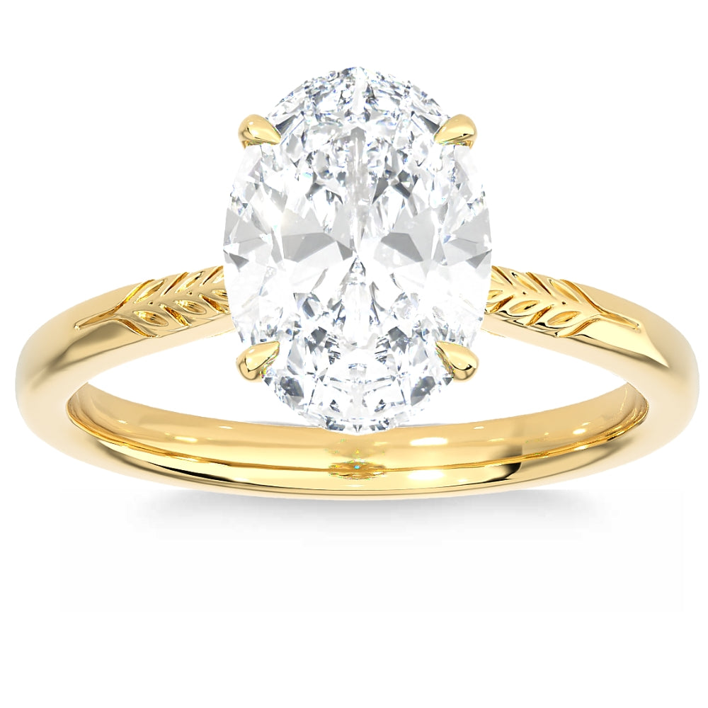 Certified 2 1/2 ct Oval Solitaire Diamond Engagement Ring in 14k Gold Lab Grown