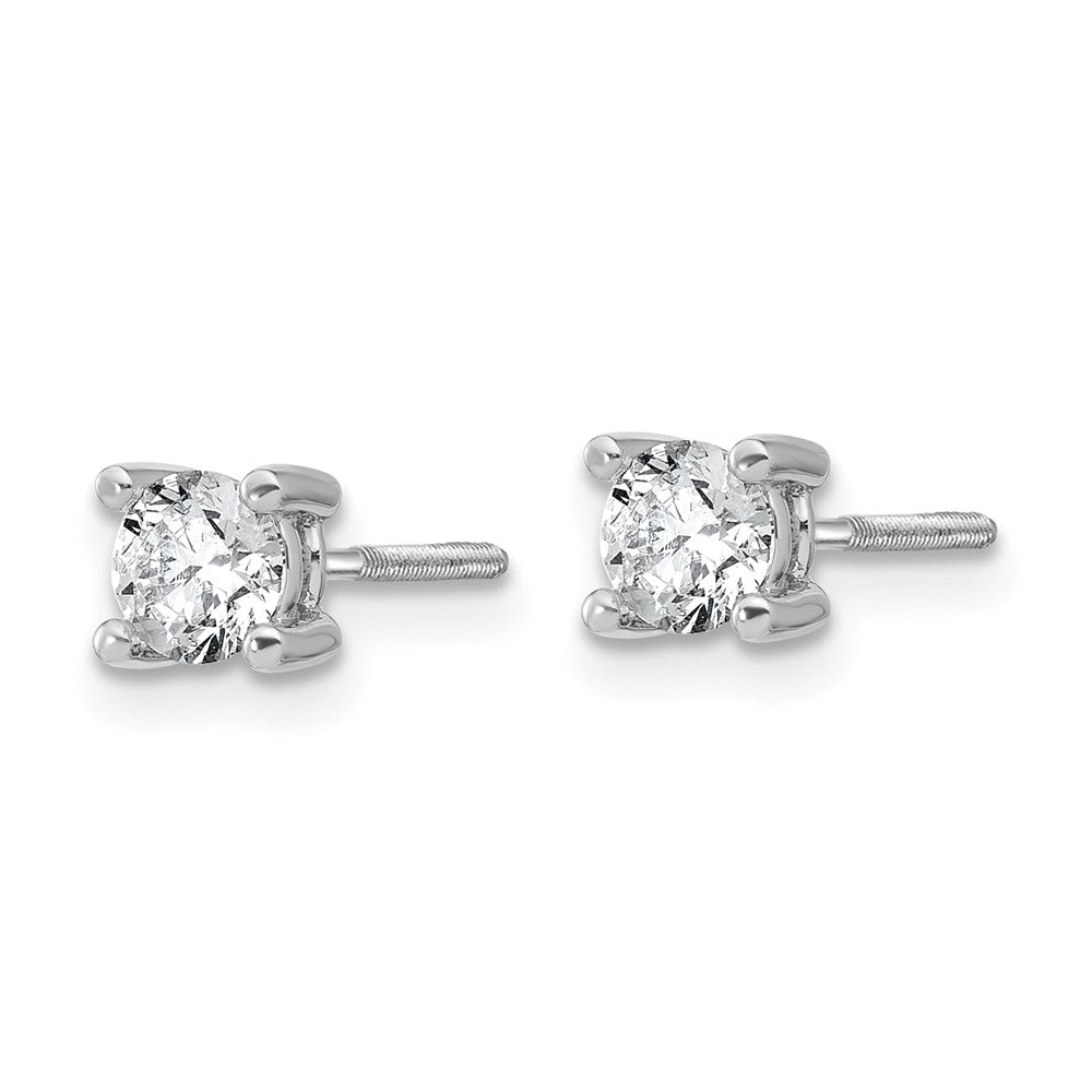 14k White Gold 2/3 CT Round Lab Grown Diamond Stud Earrings Screw Back VS Clarity D-E Color