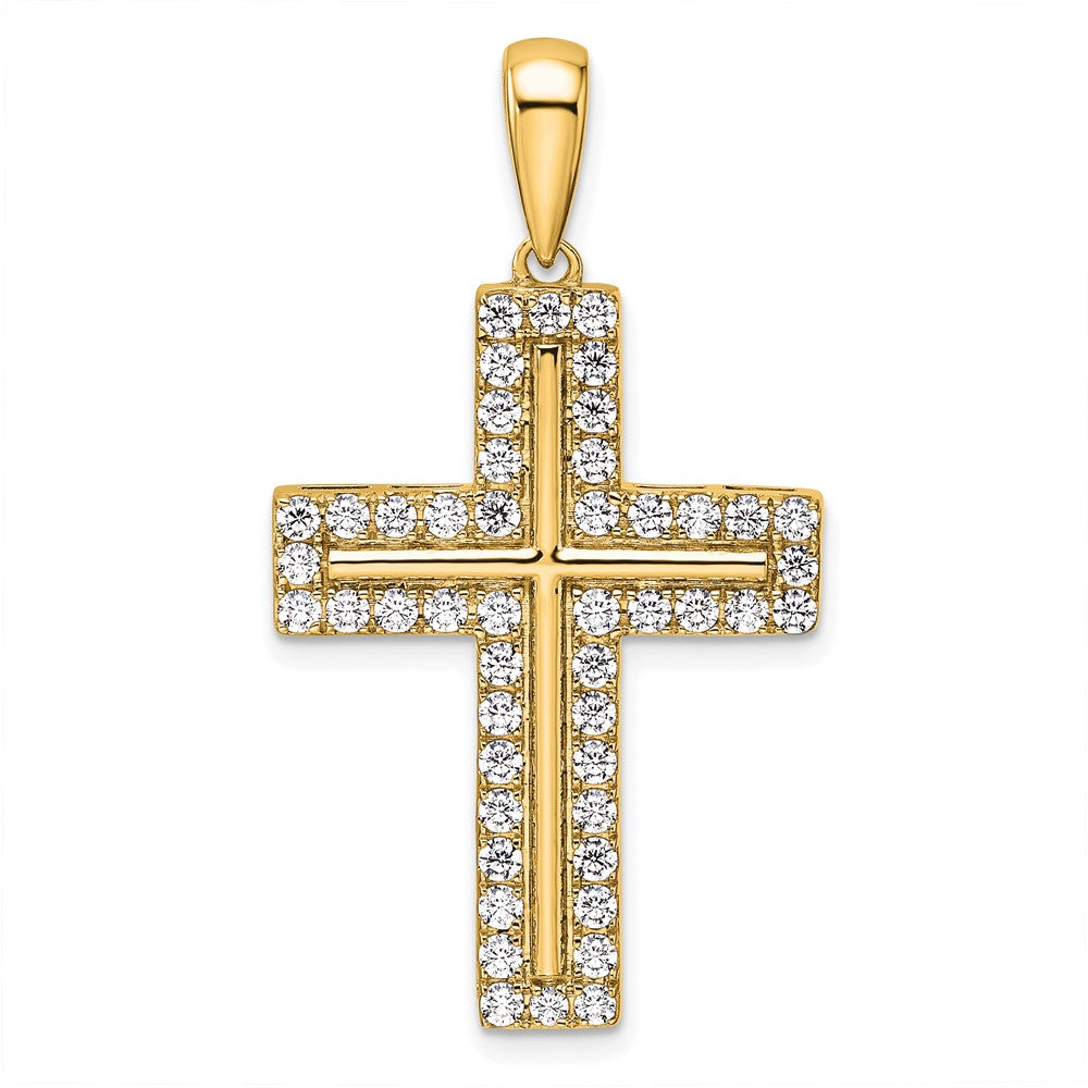 14k Gold Lab Grown Diamond Cross Pendant (1ct VS D-E)