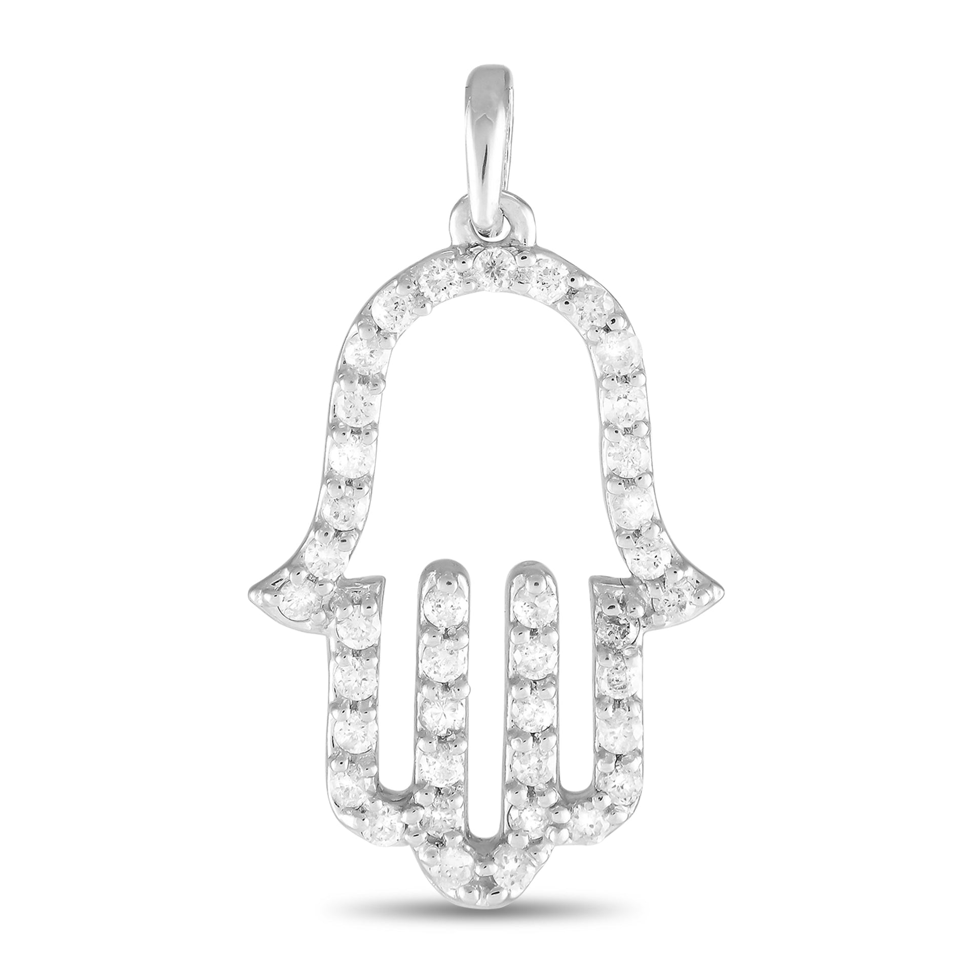 LB Exclusive 14K White Gold 0.33ct Diamond Hamsa Pendant PN14754