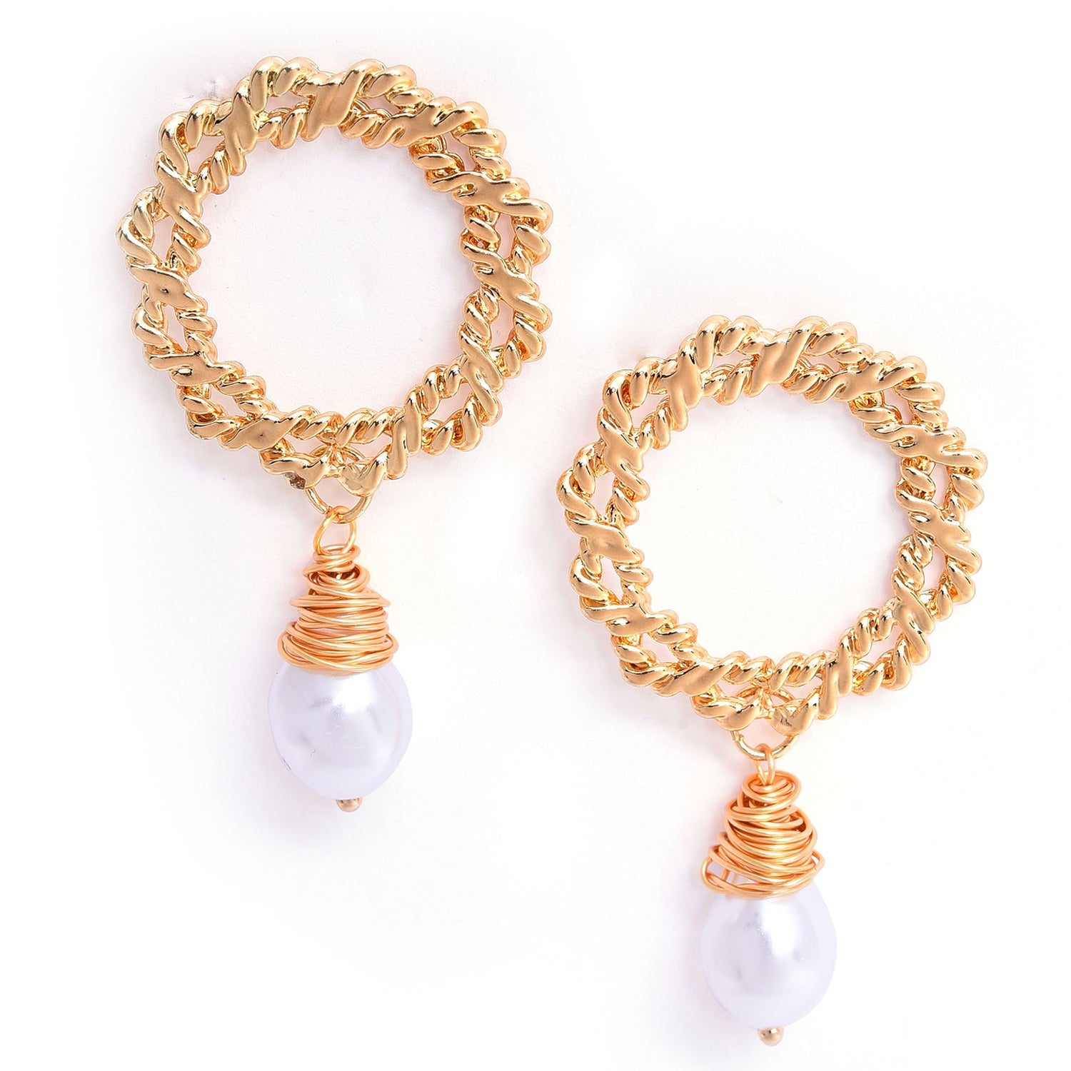 Gold Plated Pearl Beaded Drop Earring
