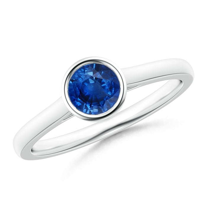Classic Bezel-Set Round Blue Sapphire Solitaire Ring