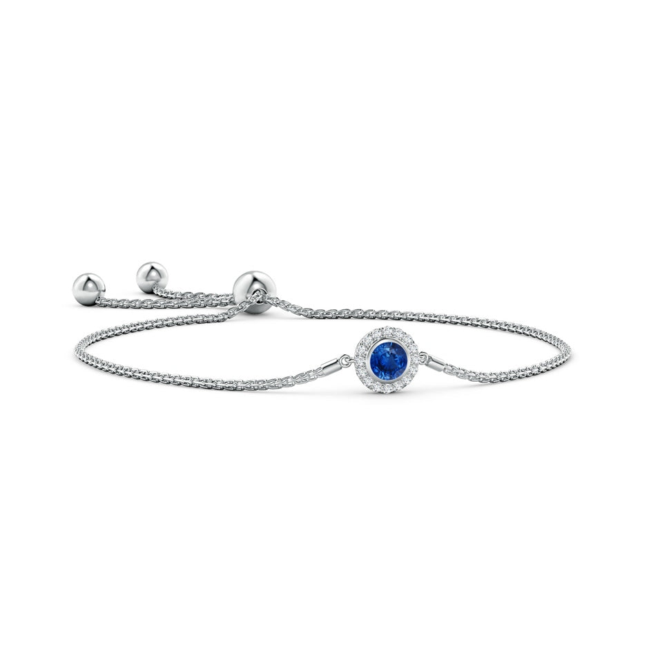 Bezel-Set Sapphire Bolo Bracelet with Diamond Halo