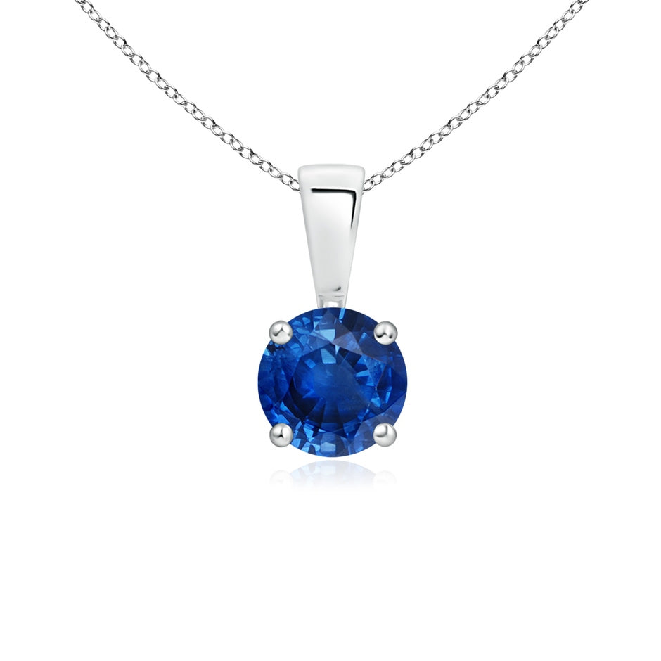 Classic Prong-Set Round Blue Sapphire Solitaire Pendant