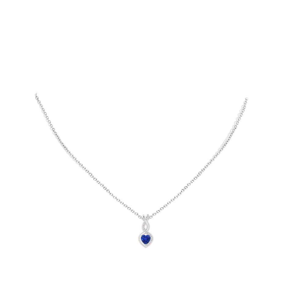 Heart-Shaped Blue Sapphire Infinity Pendant with Diamond Accents